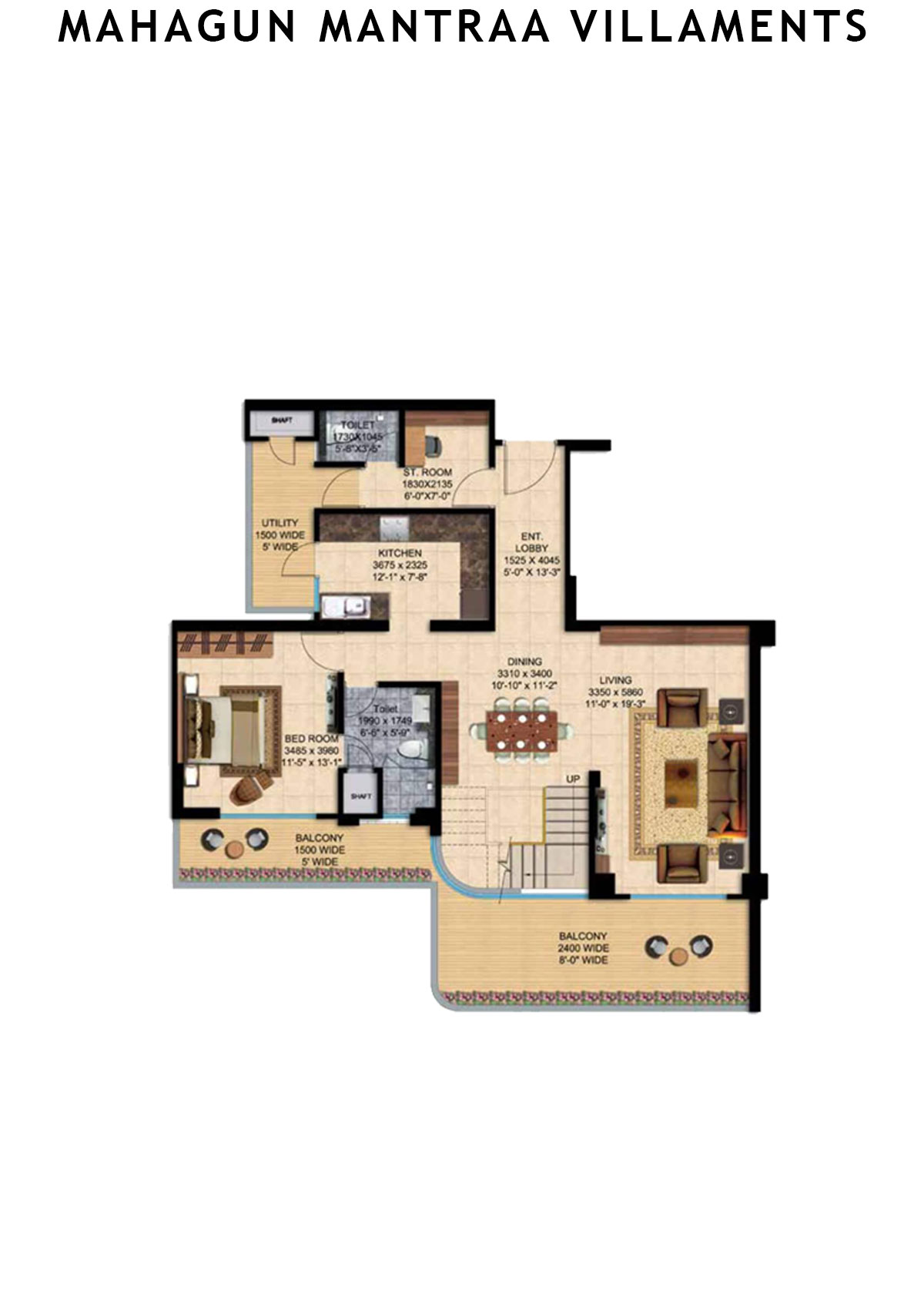 Mahagun Mantraa Villaments Villament Unit 43 (Penthouse) Floor Plan