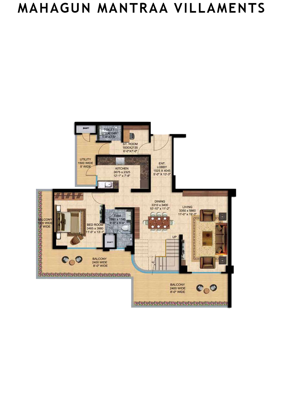 Mahagun Mantraa Villaments Villament Unit 43 (Penthouse) Floor Plan