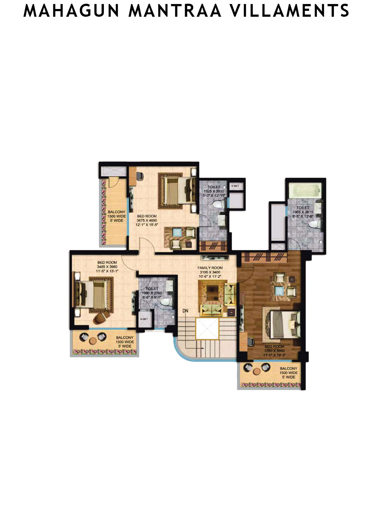 Mahagun Mantraa Villaments Villament Unit 43 (Penthouse) Floor Plan