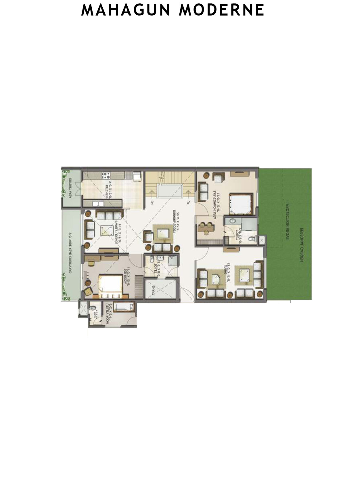 Mahagun Moderne Tower 1 Unit 1 (Duplex ) Floor Plan