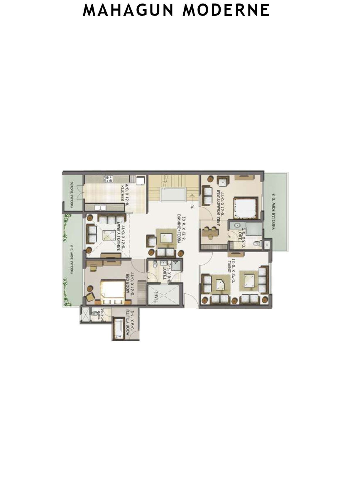 Mahagun Moderne Tower 1 Unit 1 (Duplex ) Floor Plan