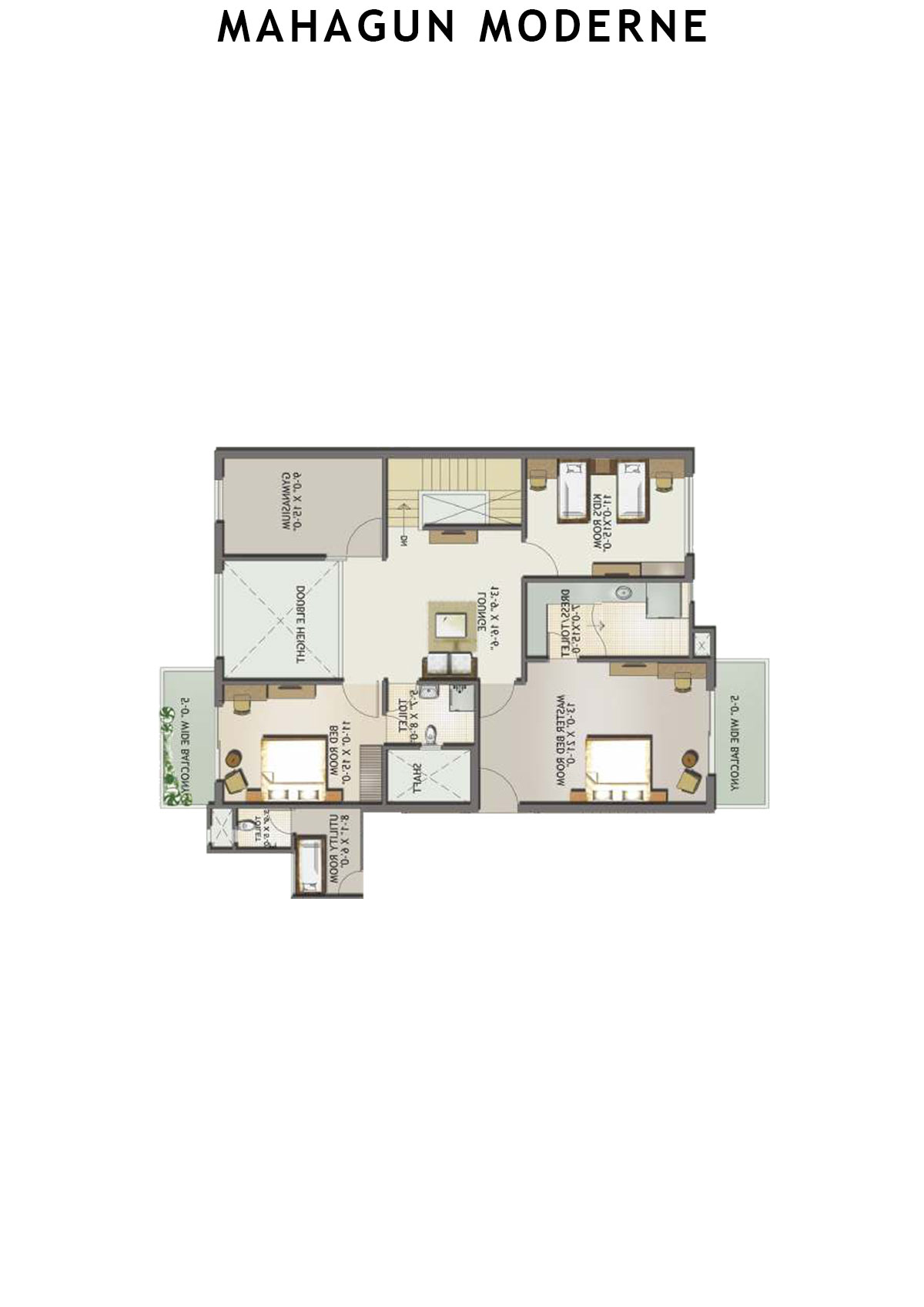 Mahagun Moderne Tower 1 Unit 1 (Duplex ) Floor Plan