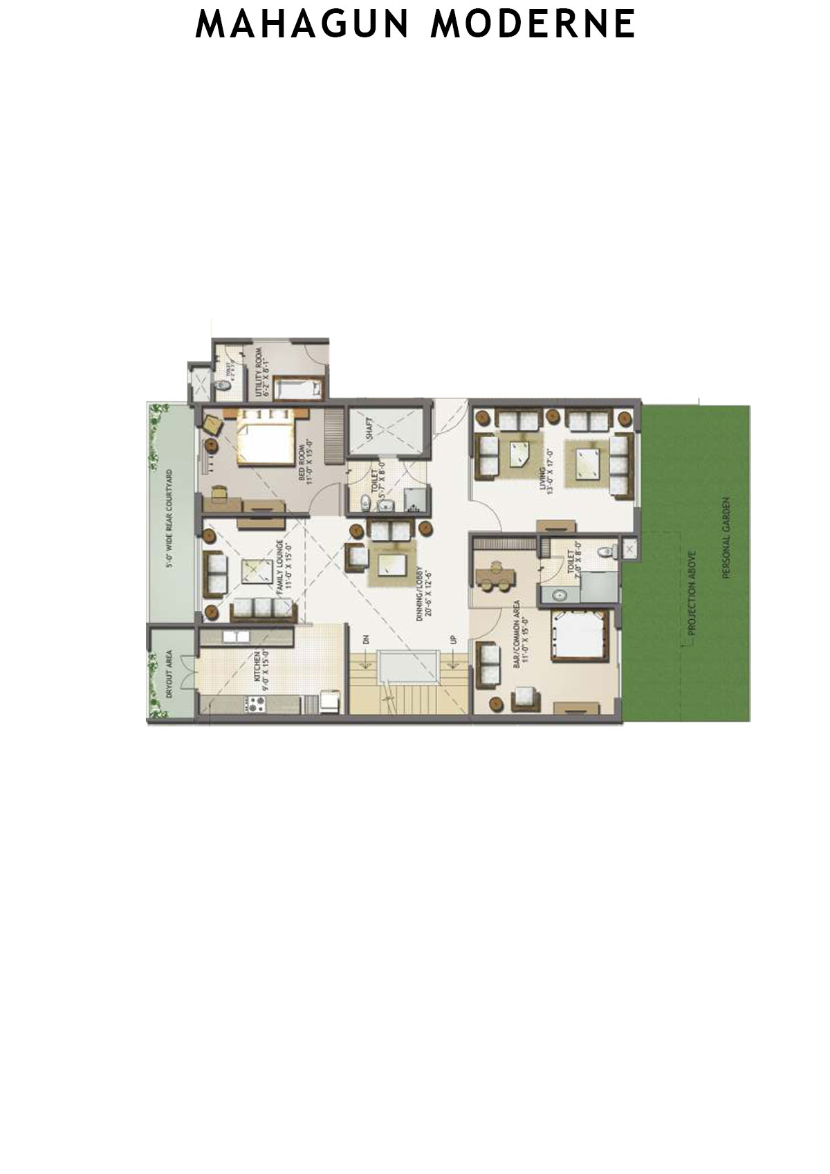 Mahagun Moderne Tower 1 Unit 2 (Duplex ) Floor Plan