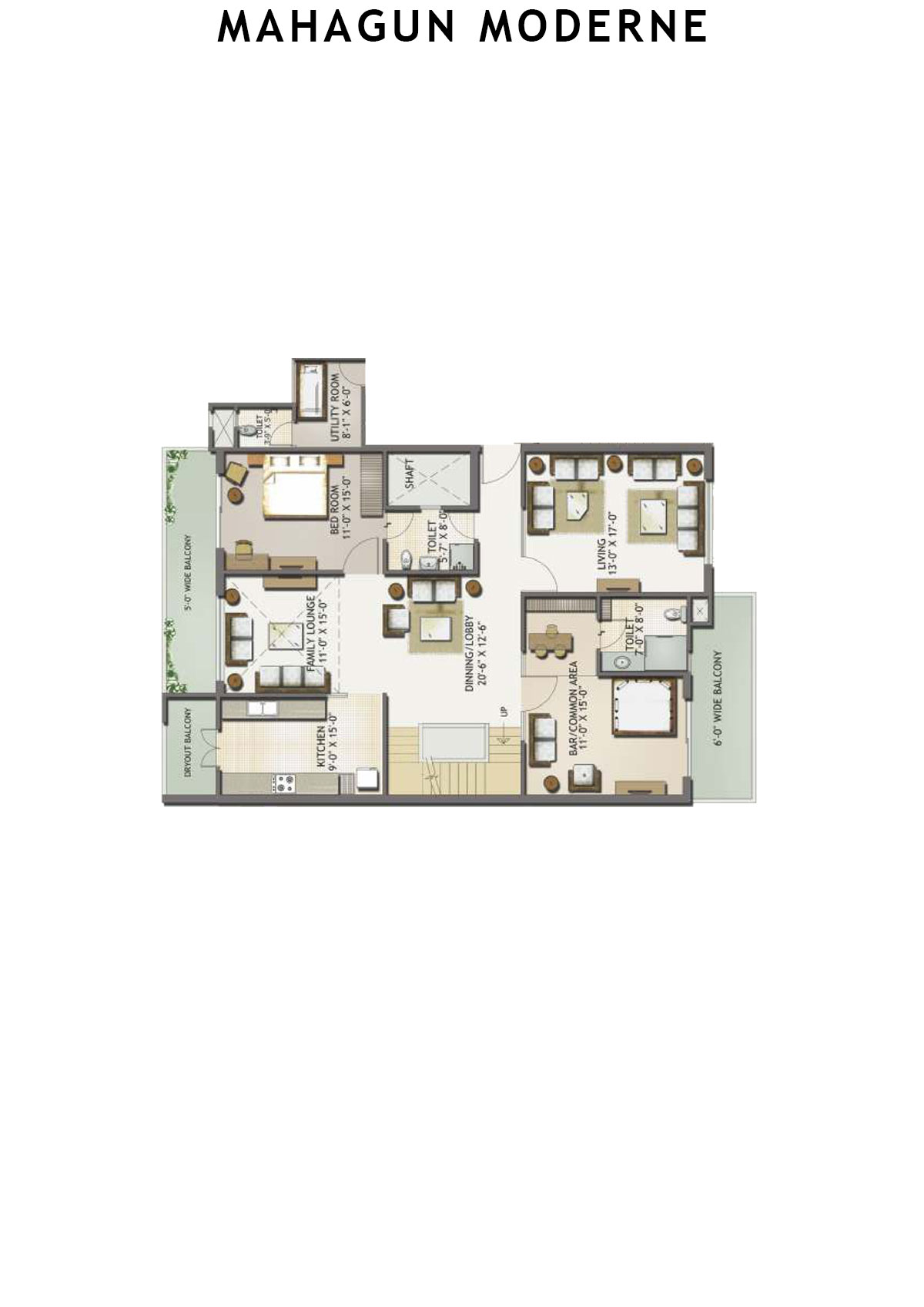 Mahagun Moderne Tower 1 Unit 2 (Duplex ) Floor Plan