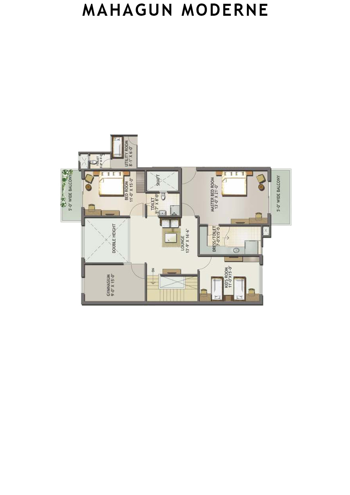 Mahagun Moderne Tower 1 Unit 2 (Duplex ) Floor Plan