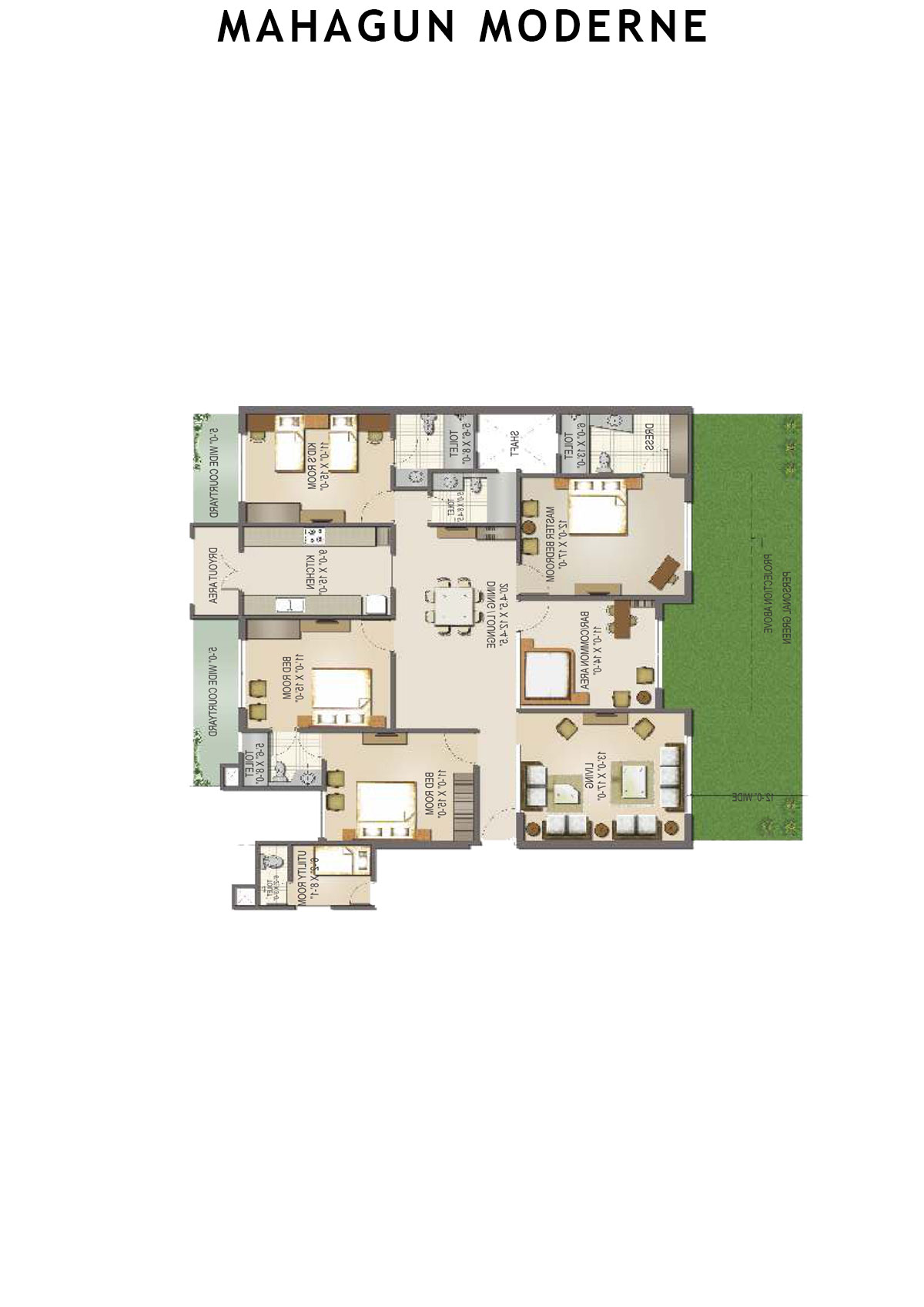 Mahagun Moderne Tower 1 Unit 3 (Type SHIG-II GR) Floor Plan