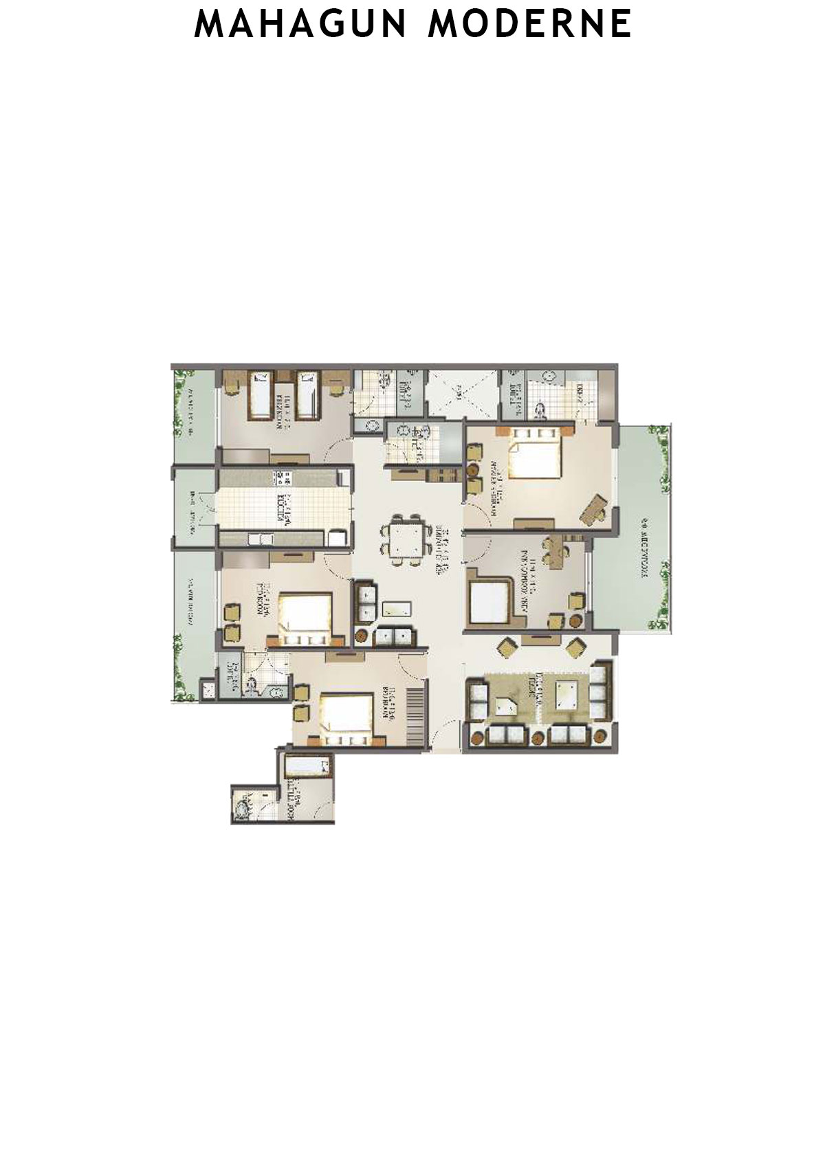Mahagun Moderne Tower 1 Unit 3 (Type SHIG-II) Floor Plan