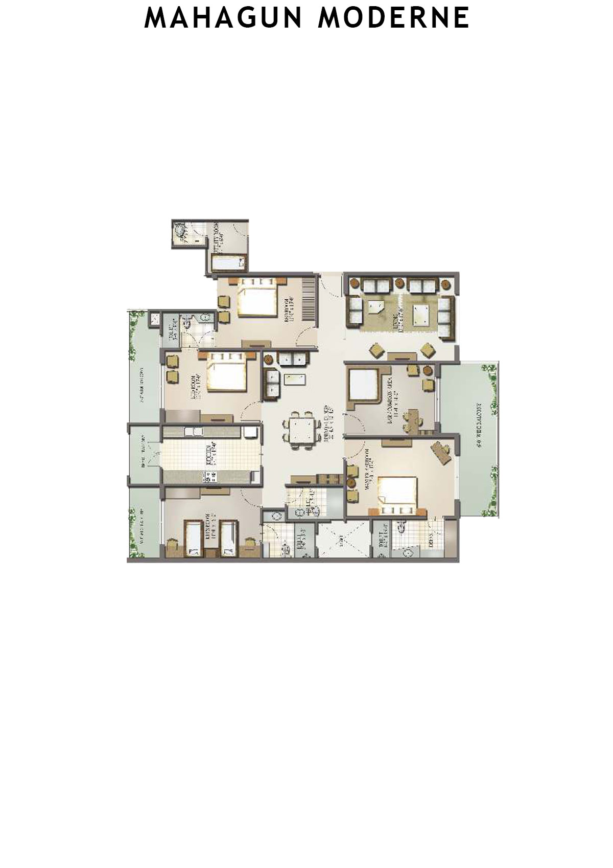 Mahagun Moderne Tower 1 Unit 4 (Type SHIG-II) Floor Plan