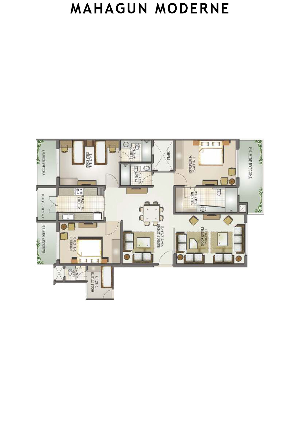 Mahagun Moderne Tower 2 Unit 7 (Type HIG-I) Floor Plan