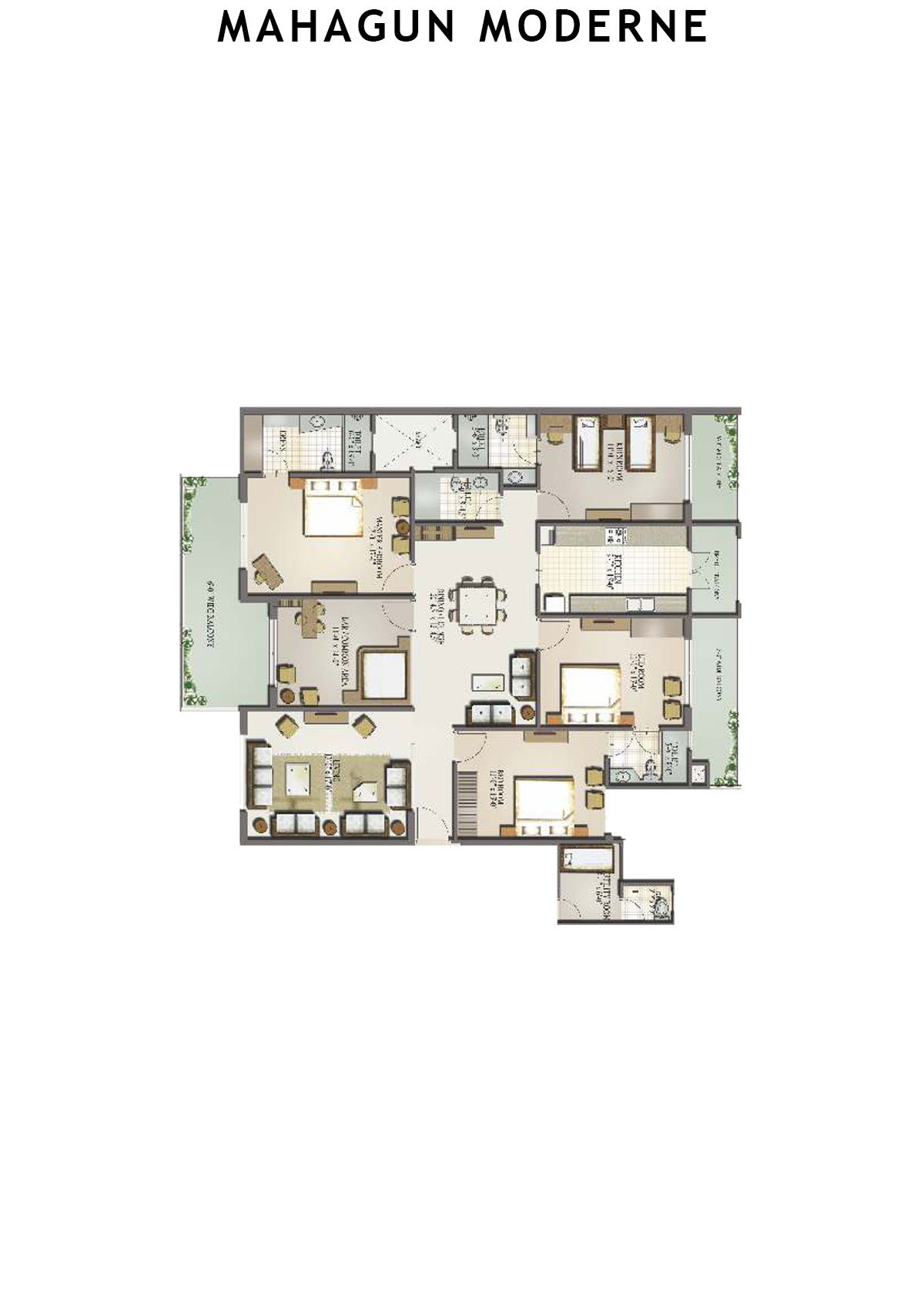 Mahagun Moderne Tower 4 Unit 16 (Type SHIG-II) Floor Plan