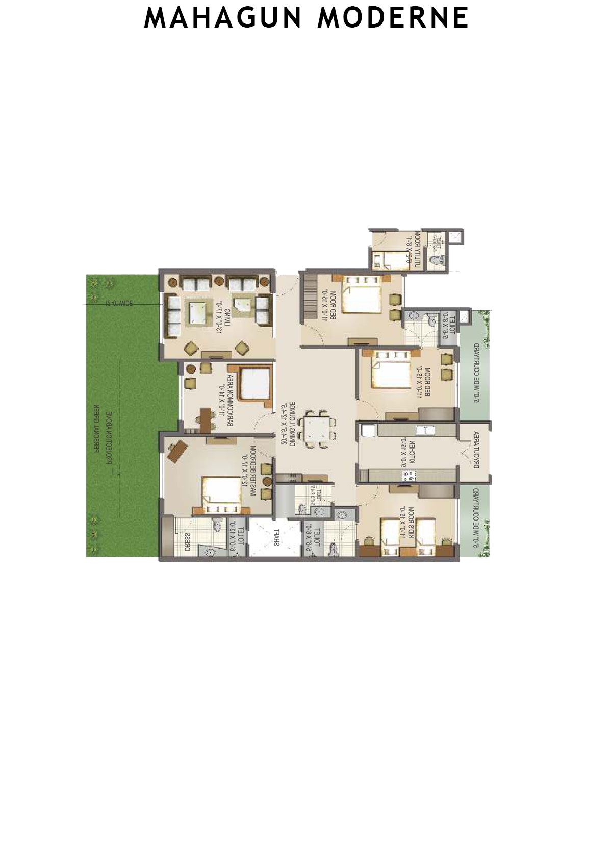 Mahagun Moderne Tower 4 Unit 17 (Type SHIG-II GR) Floor Plan
