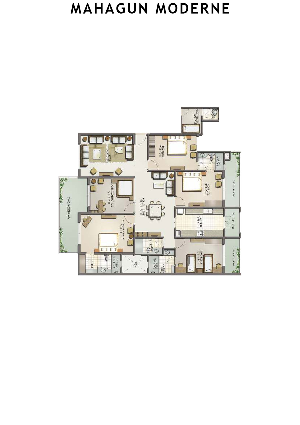 Mahagun Moderne Tower 4 Unit 17 (Type SHIG-II) Floor Plan
