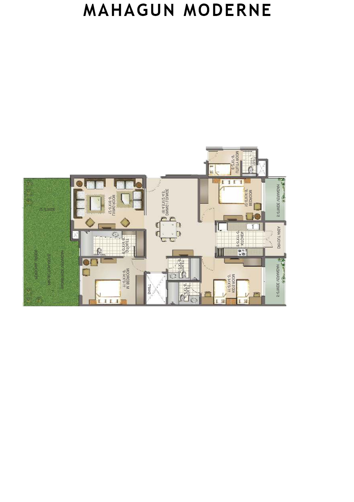 Mahagun Moderne Tower 5 Unit 21 (Type HIG-I GR) Floor Plan