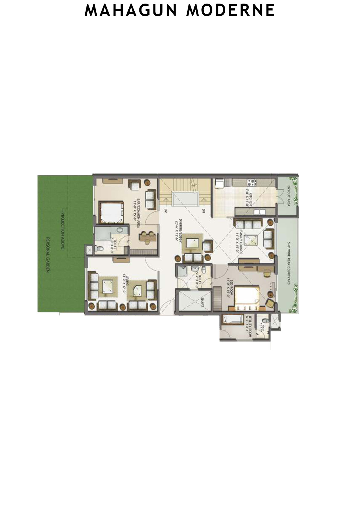Mahagun Moderne Tower 6 Unit 24 (Duplex ) Floor Plan