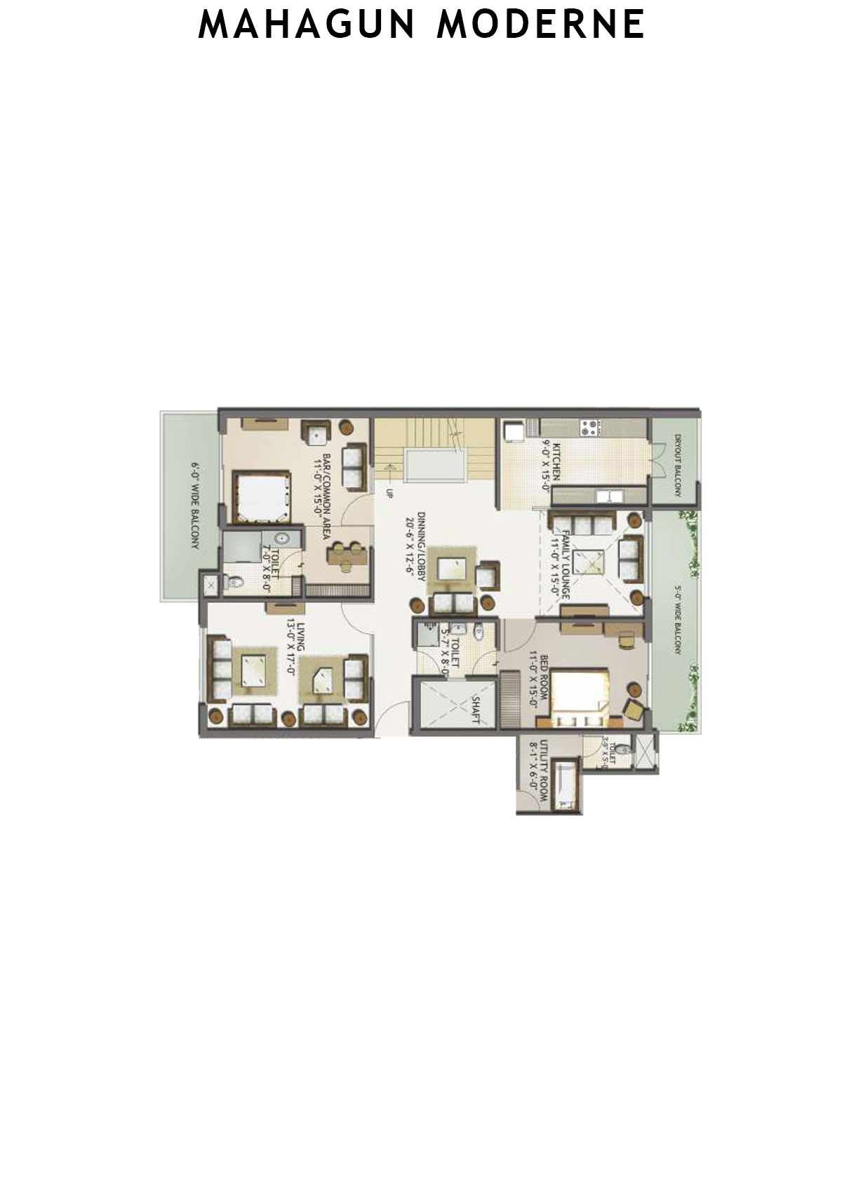 Mahagun Moderne Tower 6 Unit 24 (Duplex ) Floor Plan