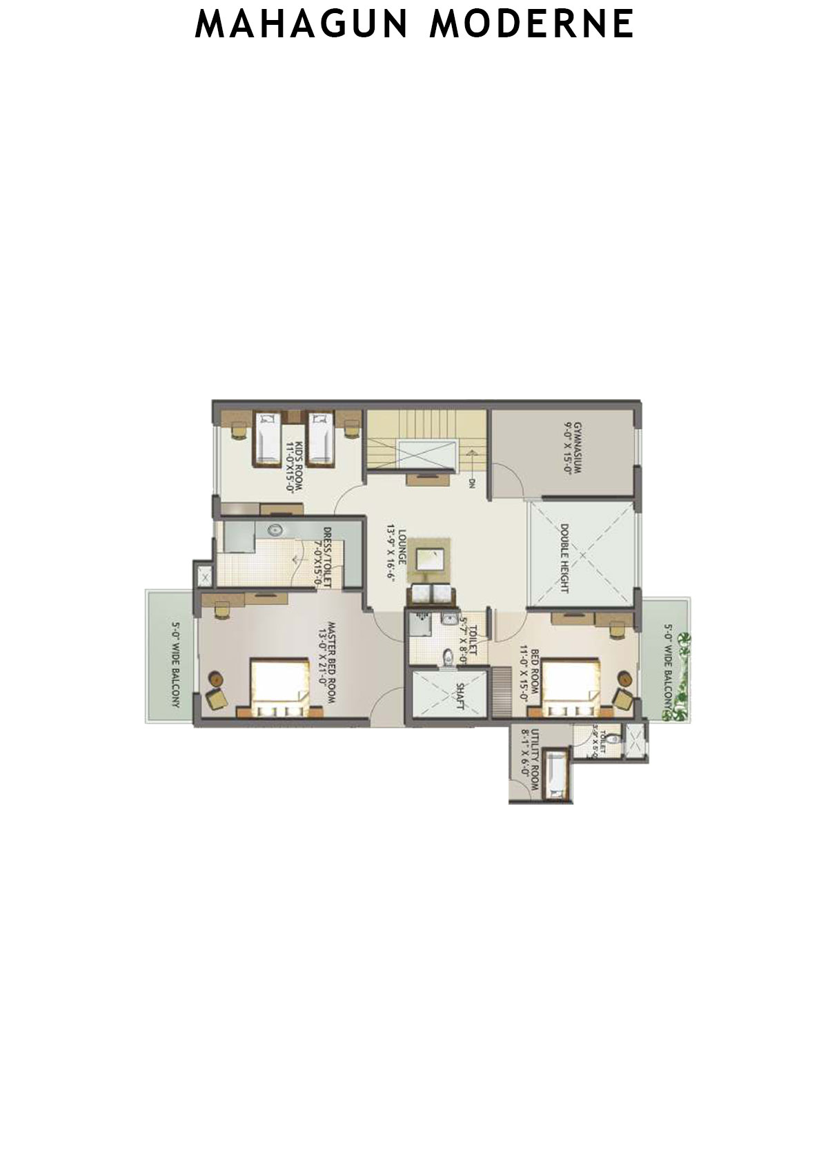 Mahagun Moderne Tower 6 Unit 24 (Duplex ) Floor Plan