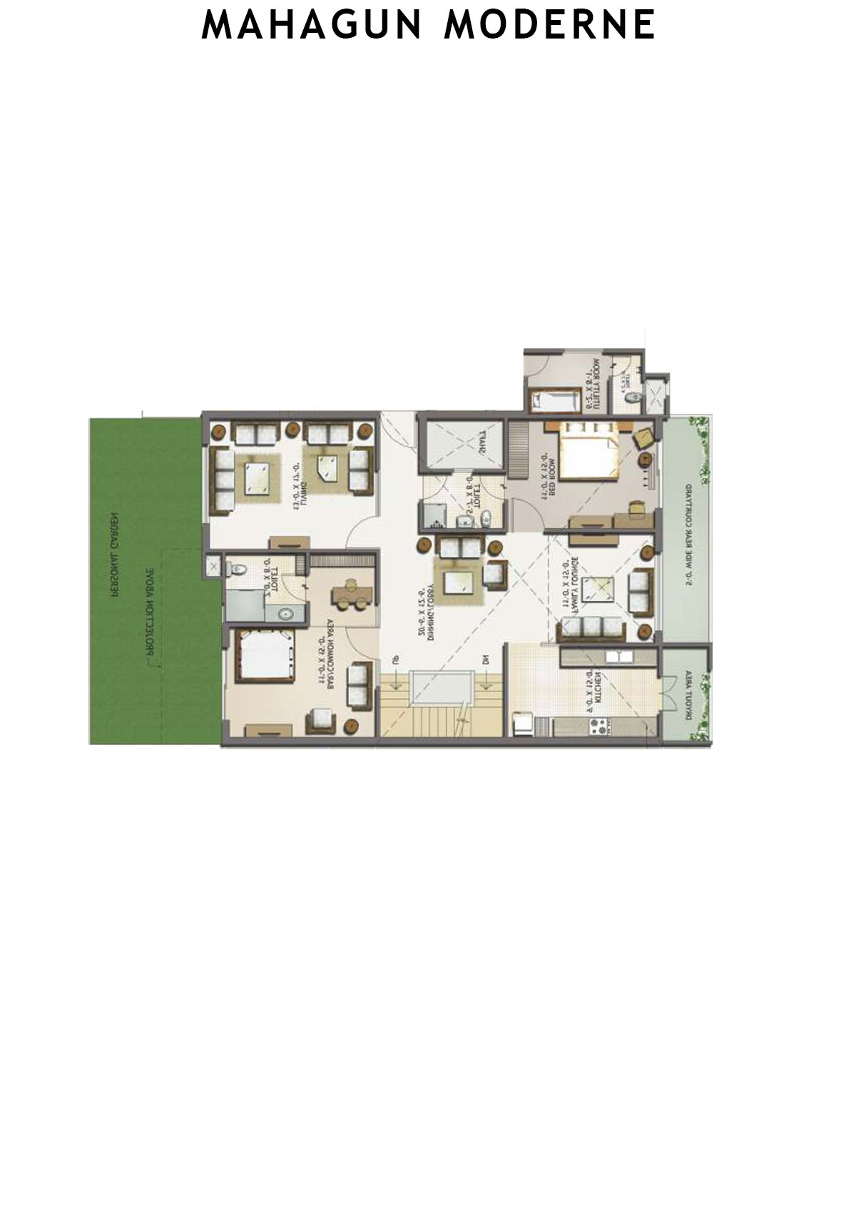 Mahagun Moderne Tower 6 Unit 25 (Duplex ) Floor Plan