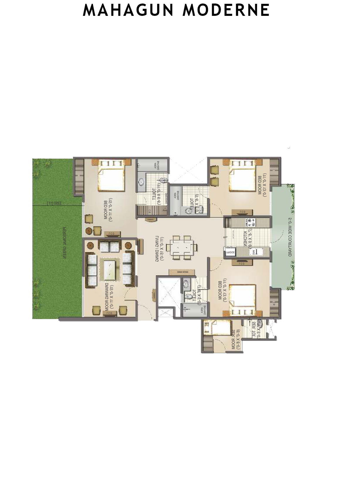 Mahagun Moderne Tower 8 Unit 9 (Type HIG-II GR) Floor Plan