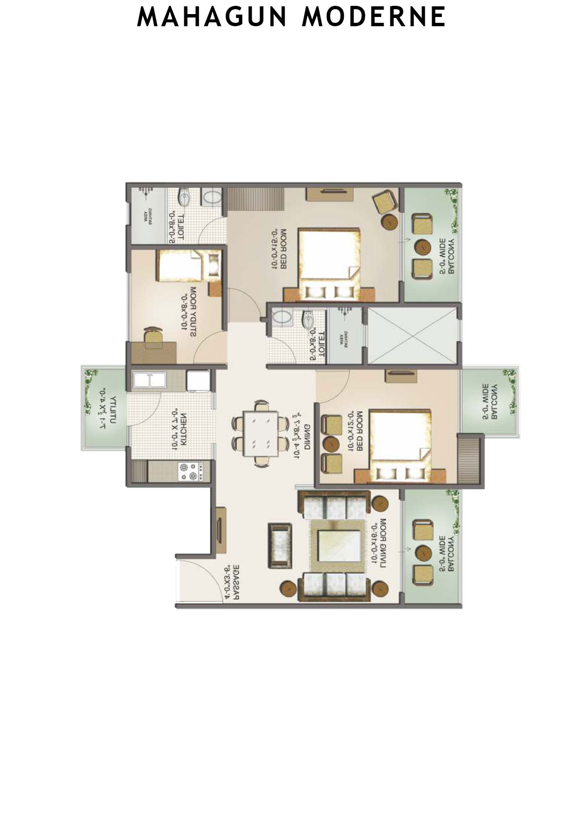 Mahagun Moderne Avlon Unit 91 (Type HIG-V) Floor Plan