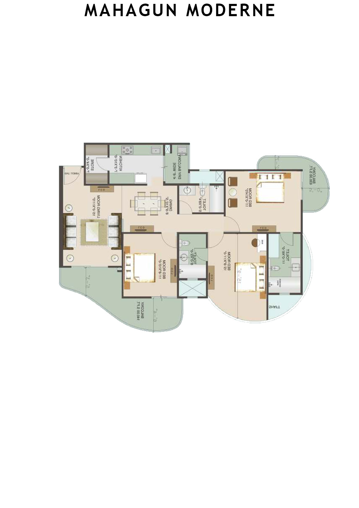 Mahagun Moderne Avlon Unit 92 (Type HIG-XXIII) Floor Plan