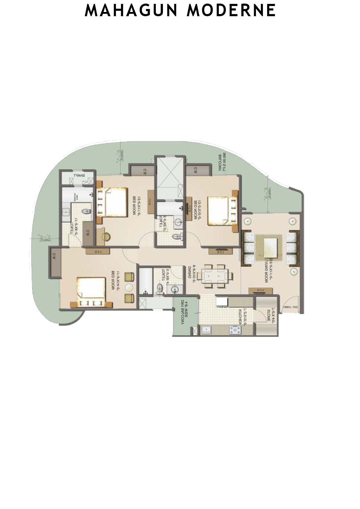 Mahagun Moderne Bettina Unit 86 (Type HIG-XXI) Floor Plan