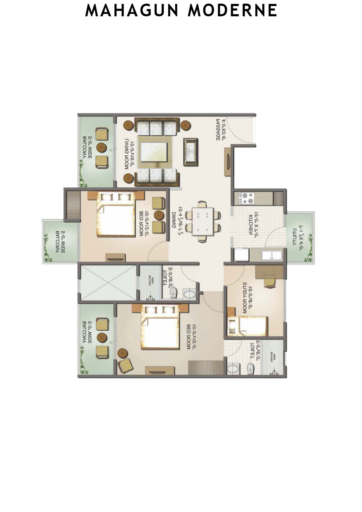 Mahagun Moderne Bettina Unit 89 (Type HIG-V) Floor Plan