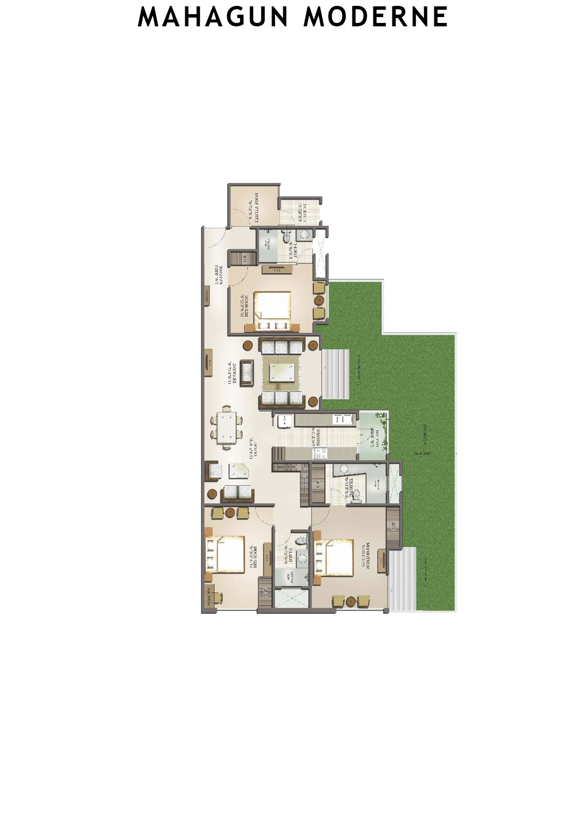 Mahagun Moderne Eternia Unit 54 (Type HIG-III GR) Floor Plan