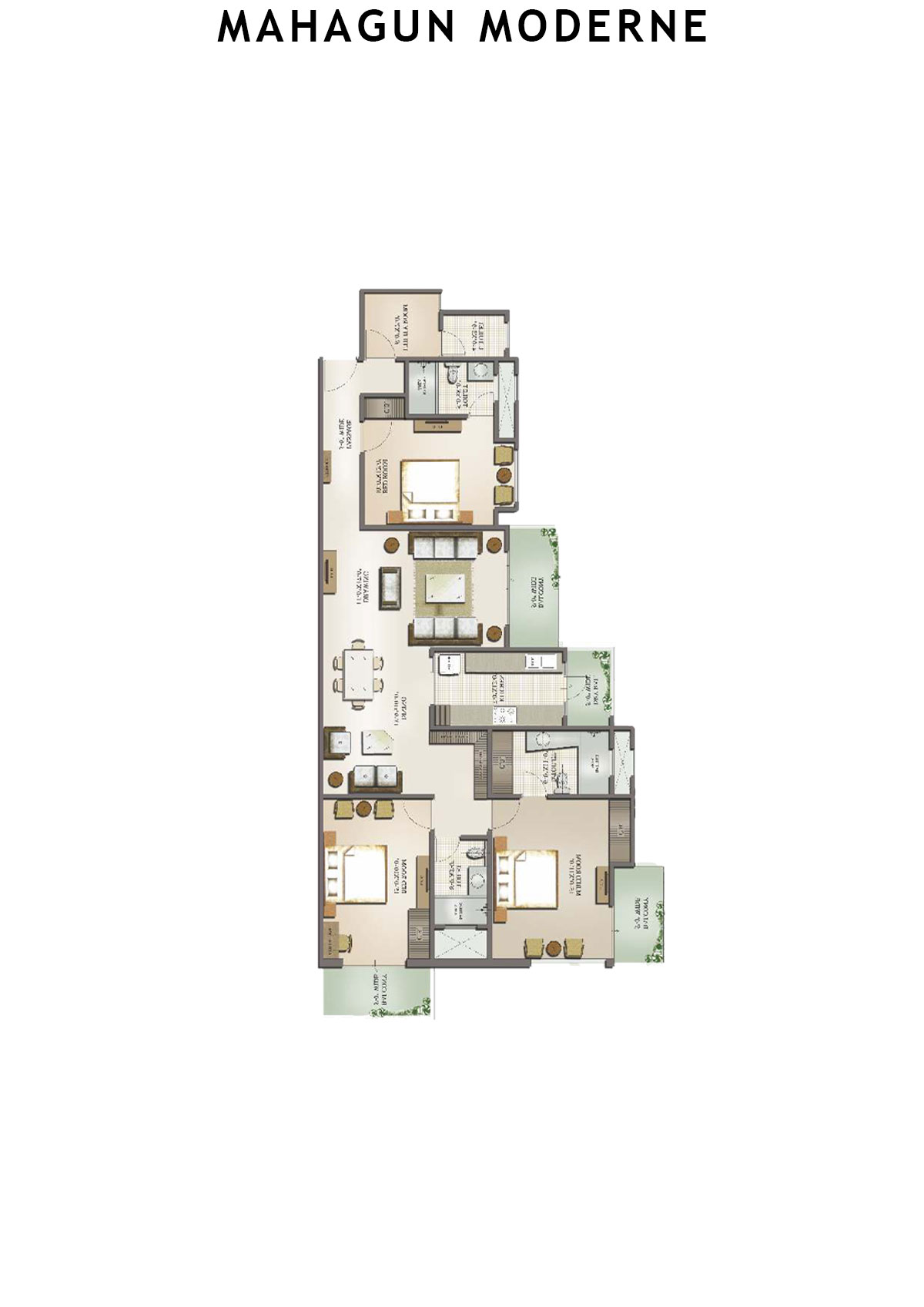 Mahagun Moderne Eternia Unit 54 (Type HIG-III) Floor Plan