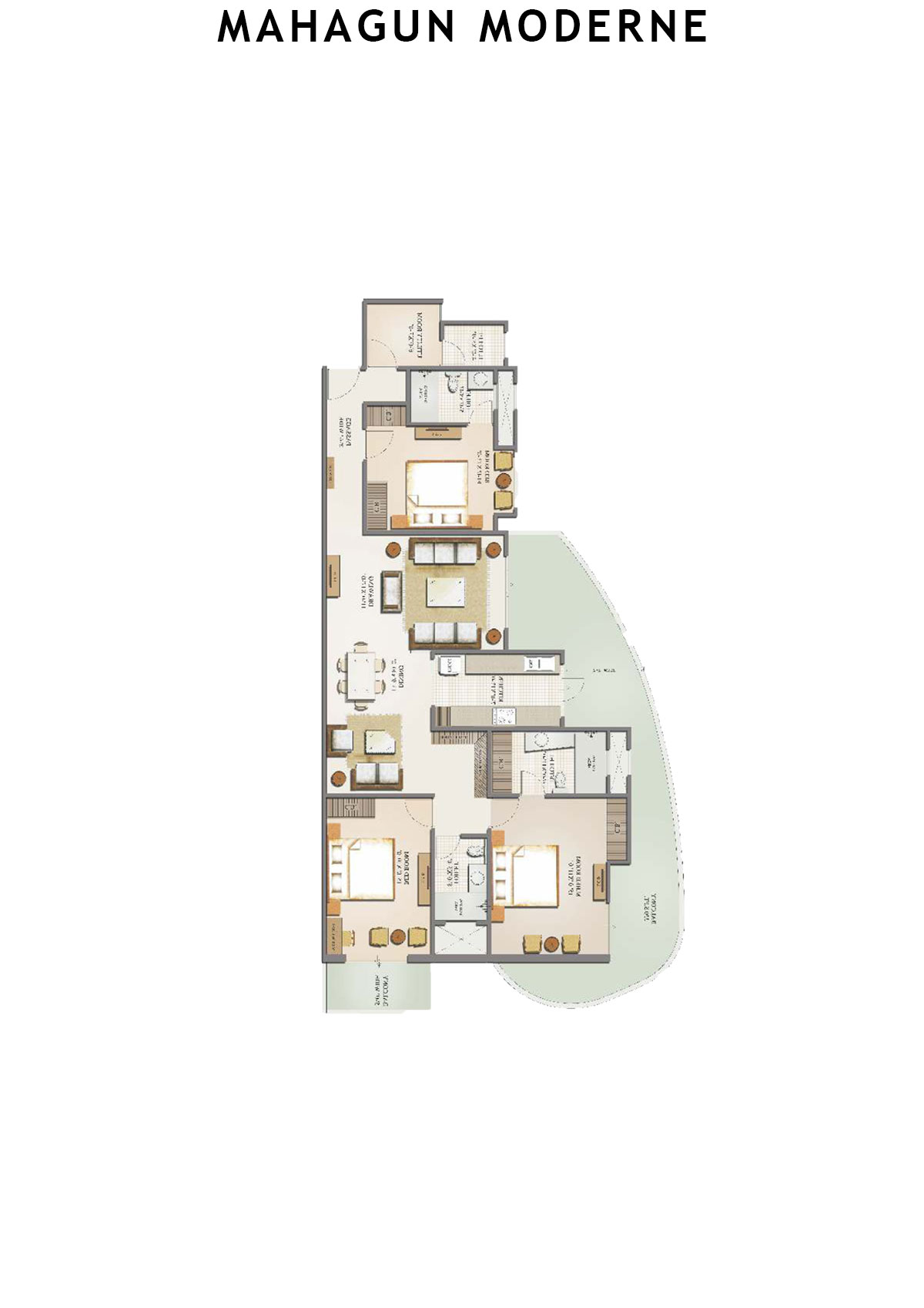 Mahagun Moderne Eternia Unit 54 (Type HIG-IX) Floor Plan