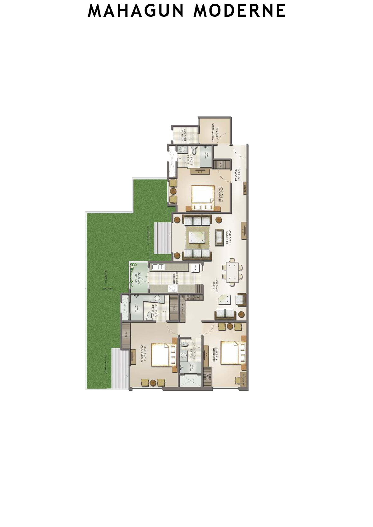 Mahagun Moderne Eternia Unit 55 (Type HIG-III GR) Floor Plan