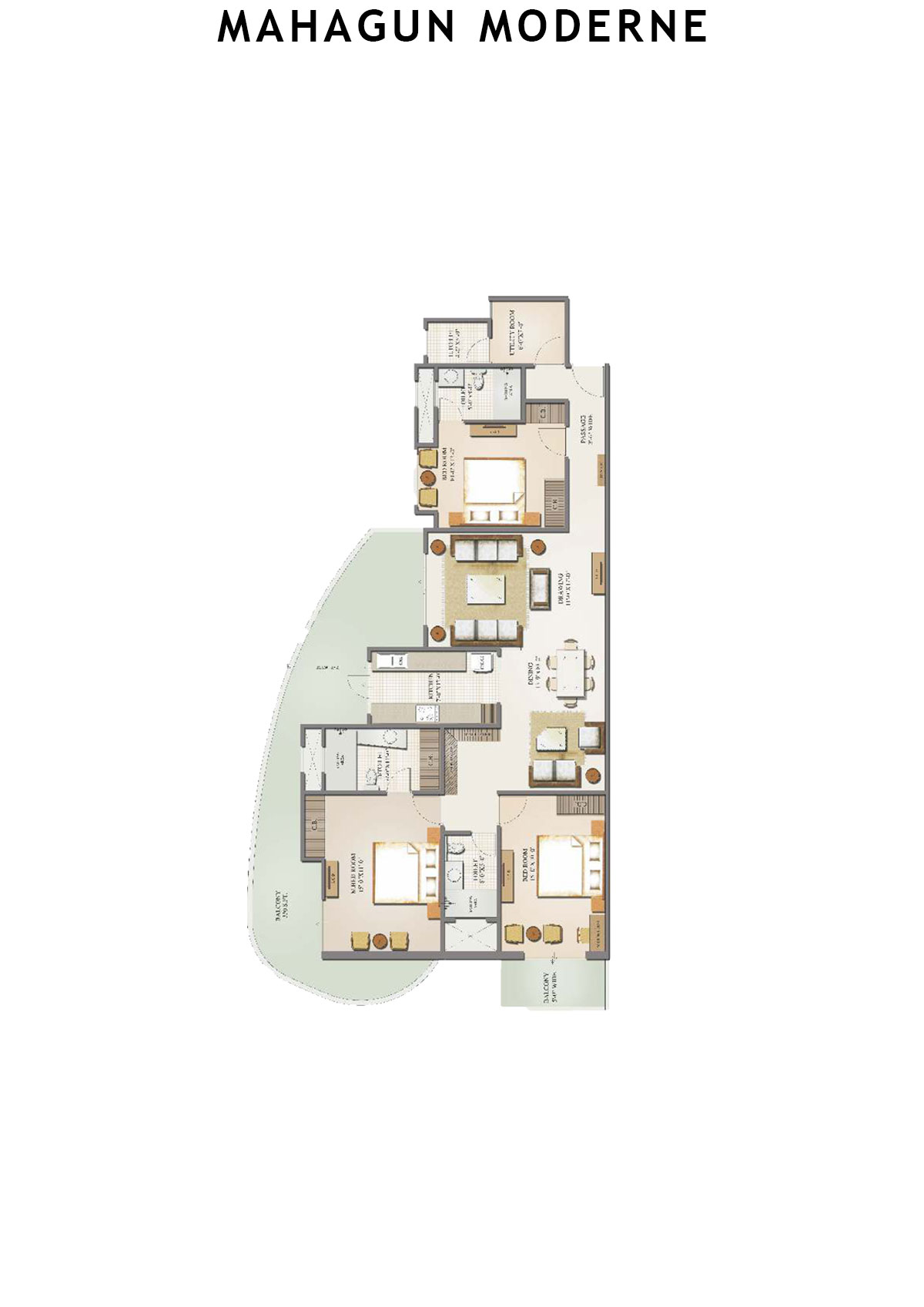 Mahagun Moderne Eternia Unit 55 (Type HIG-IX) Floor Plan