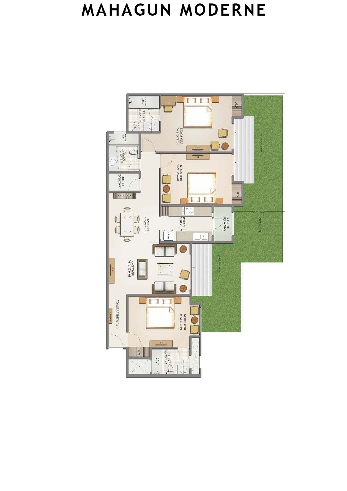 Mahagun Moderne Felecita Unit 59 (Type HIG-II GR) Floor Plan