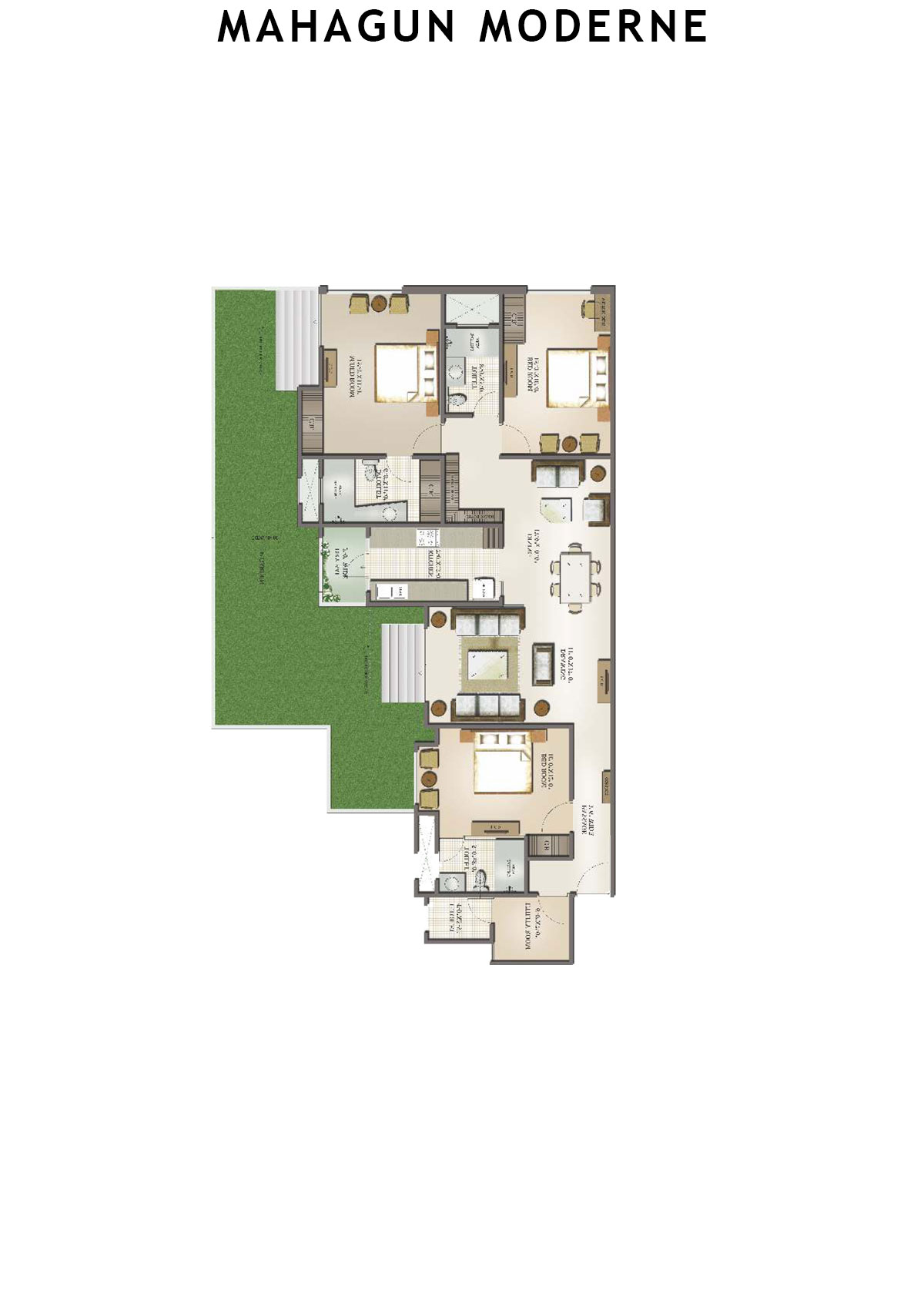 Mahagun Moderne Mantova Unit 1 (Type HIG-III GR) Floor Plan