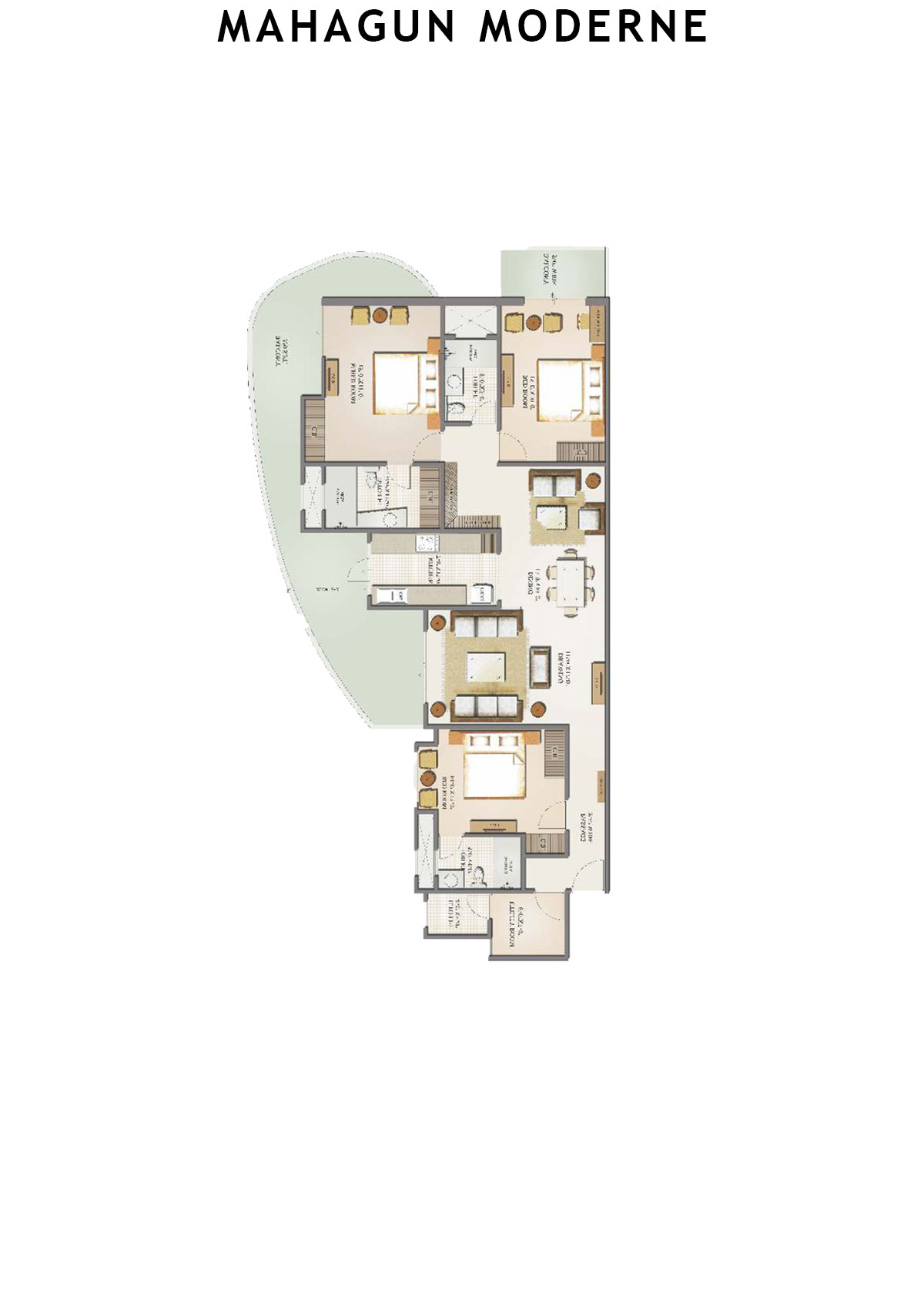 Mahagun Moderne Mantova Unit 1 (Type HIG-IX) Floor Plan
