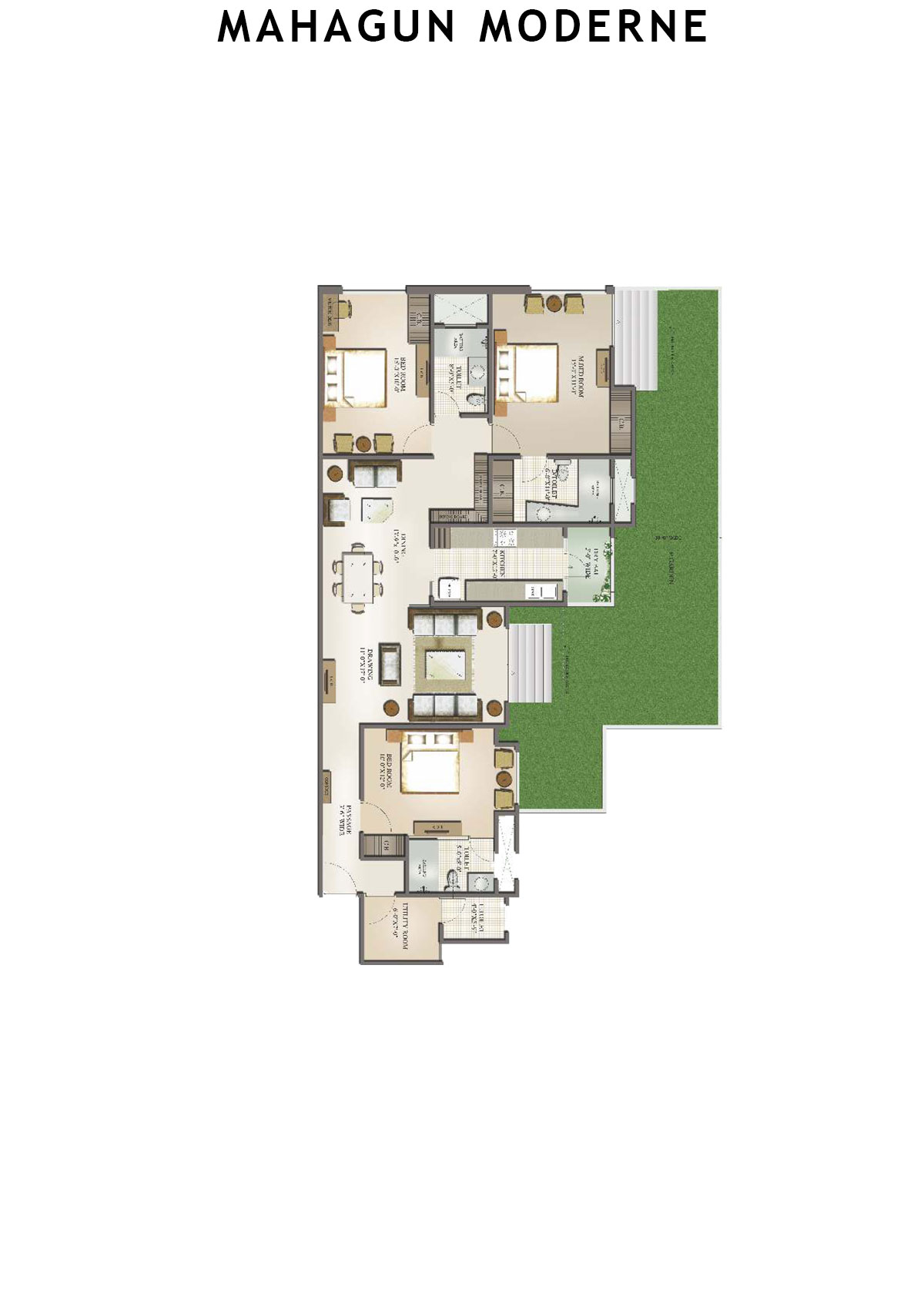 Mahagun Moderne Mantova Unit 2 (Type HIG-III GR) Floor Plan