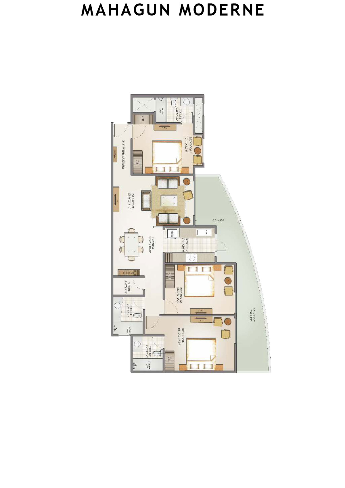 Mahagun Moderne Mantova Unit 5 (Type HIG-VIII) Floor Plan