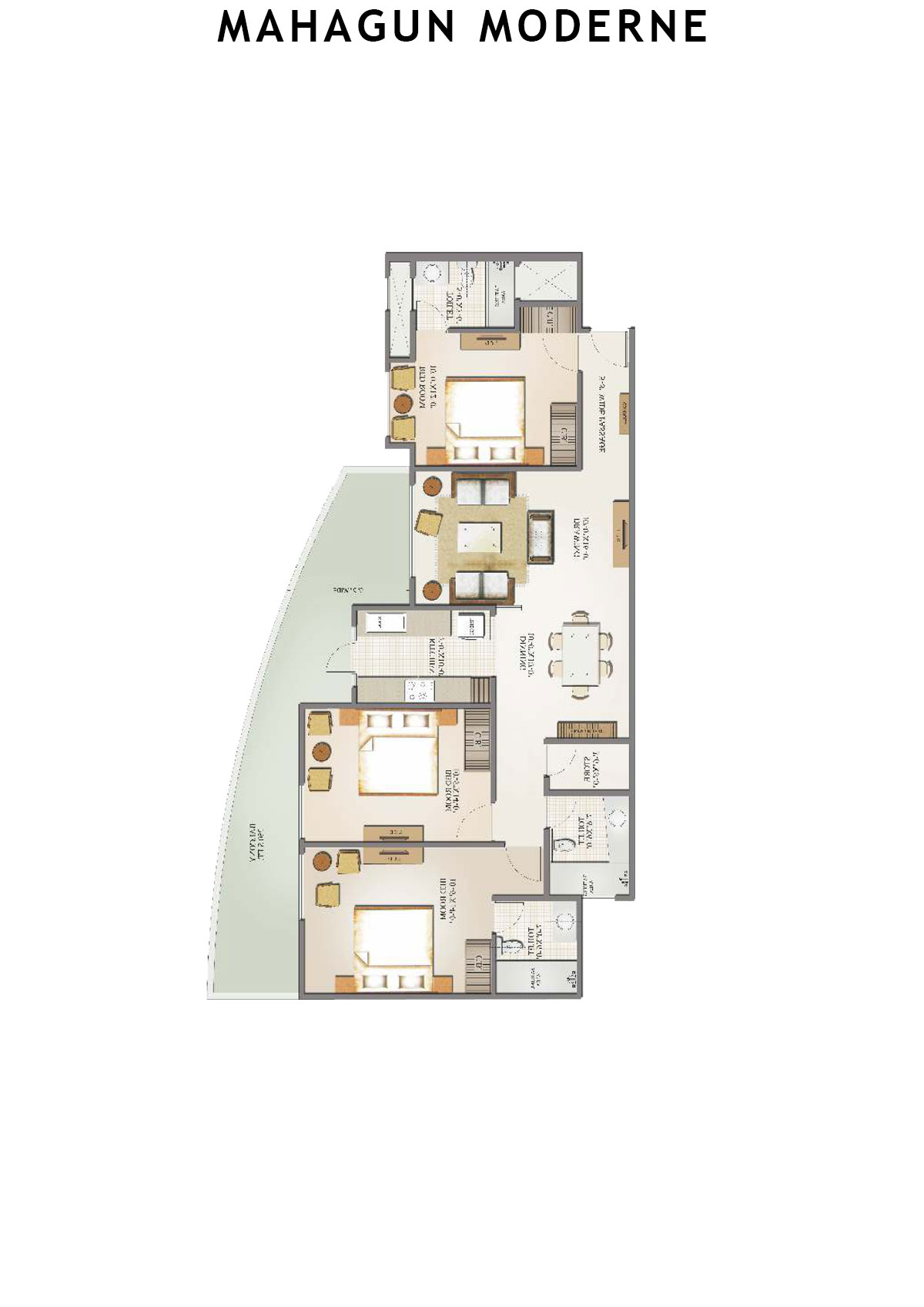 Mahagun Moderne Mantova Unit 6 (Type HIG-VIII) Floor Plan