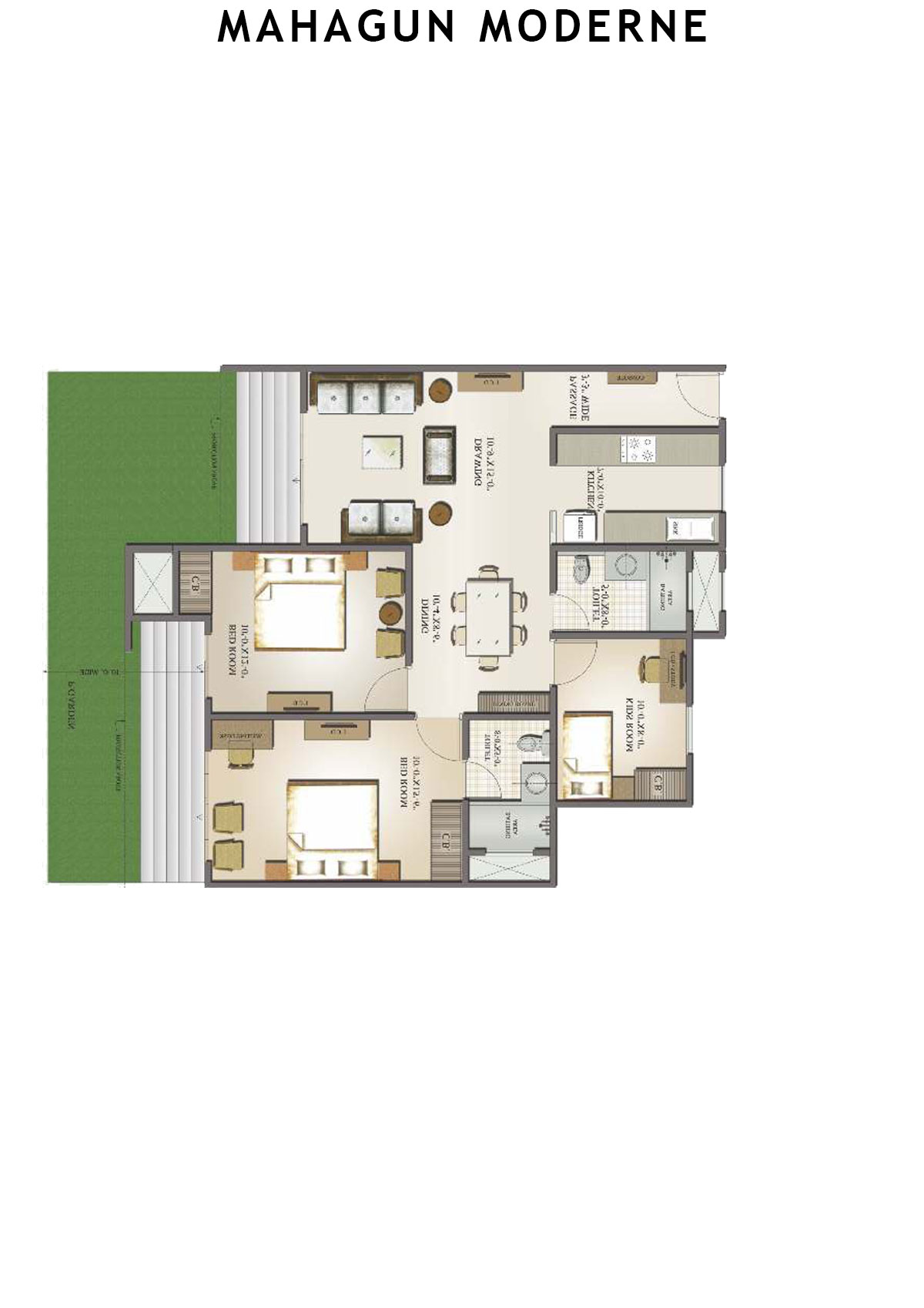 Mahagun Moderne Mantova Unit 7 (Type HIG-I GR) Floor Plan