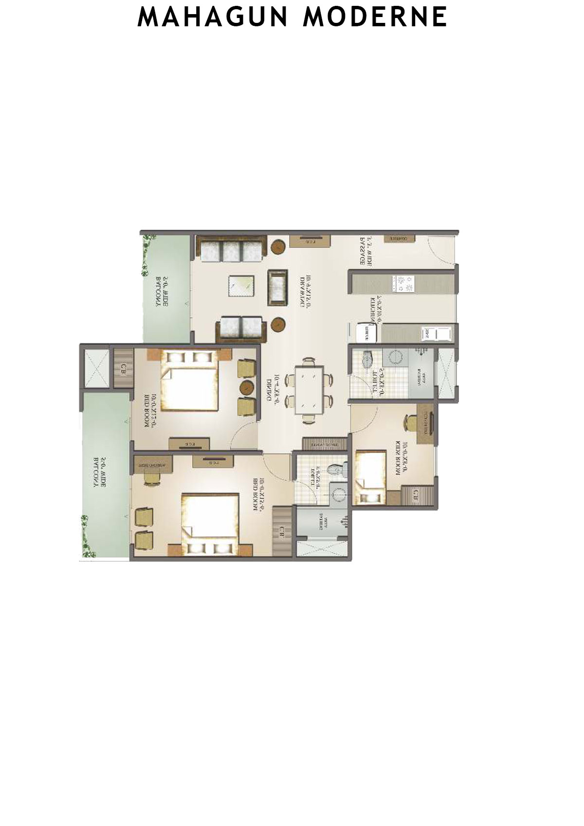 Mahagun Moderne Mantova Unit 7 (Type HIG-I) Floor Plan