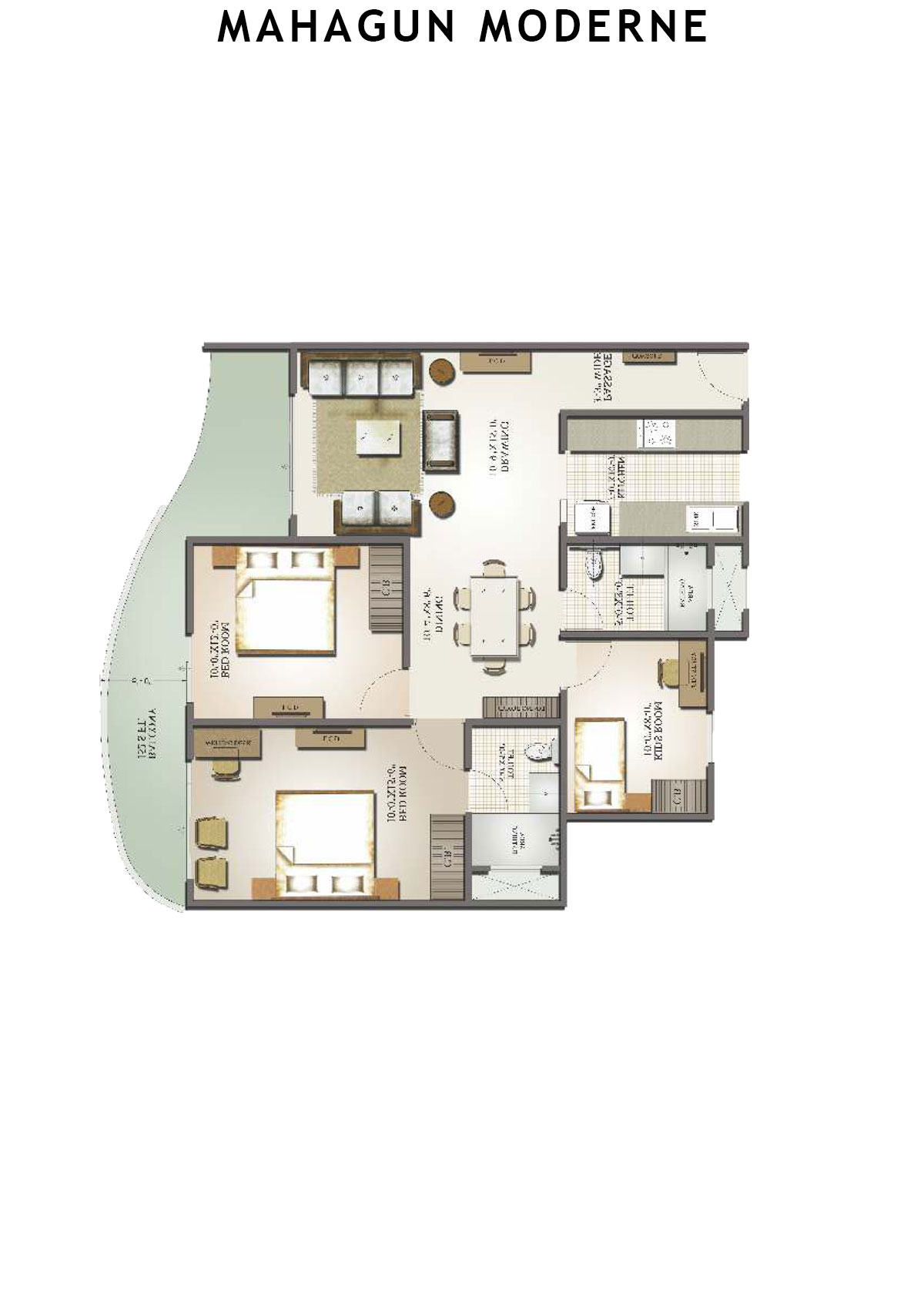 Mahagun Moderne Mantova Unit 7 (Type HIG-VII) Floor Plan