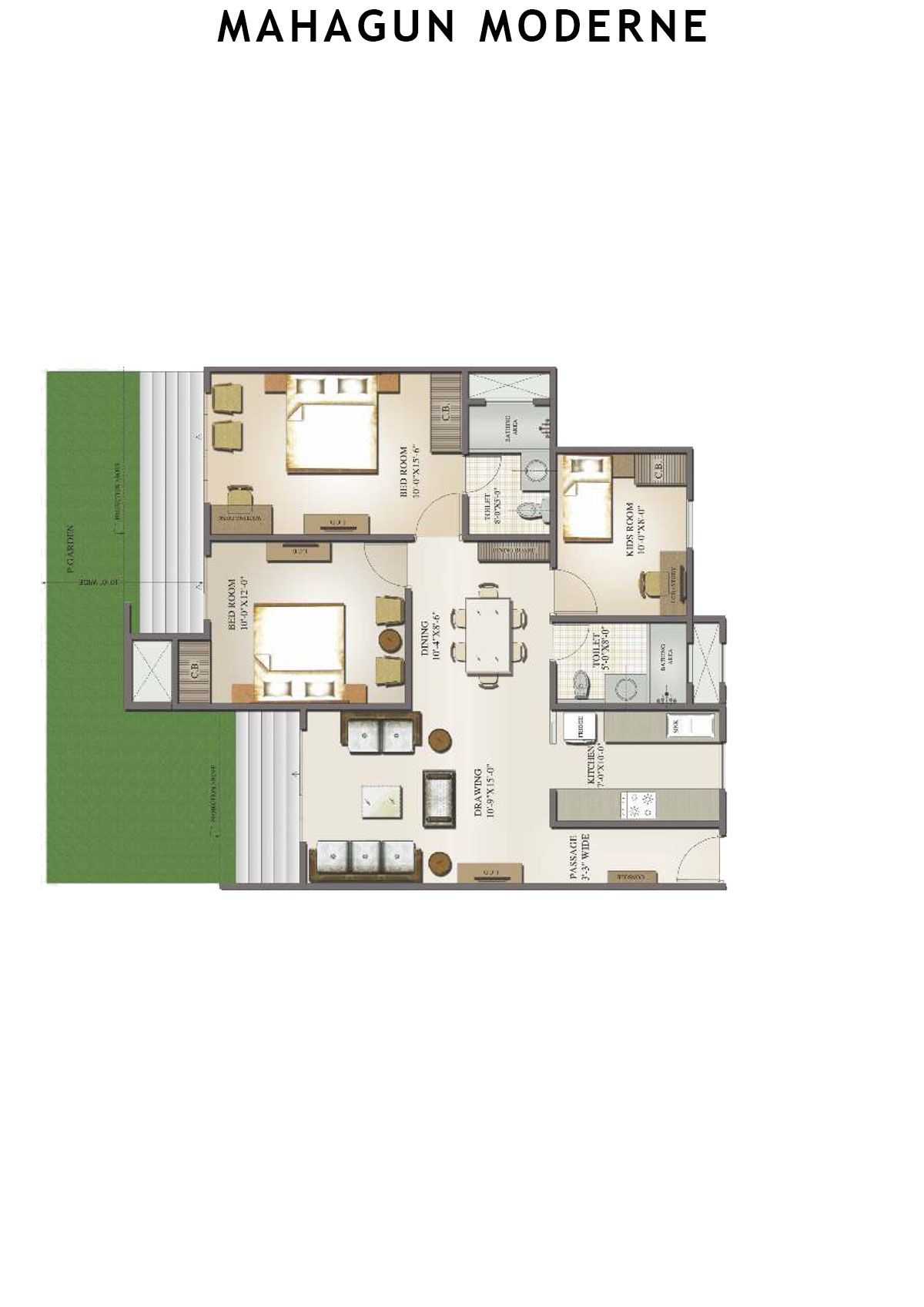 Mahagun Moderne Mantova Unit 8 (Type HIG-I GR) Floor Plan