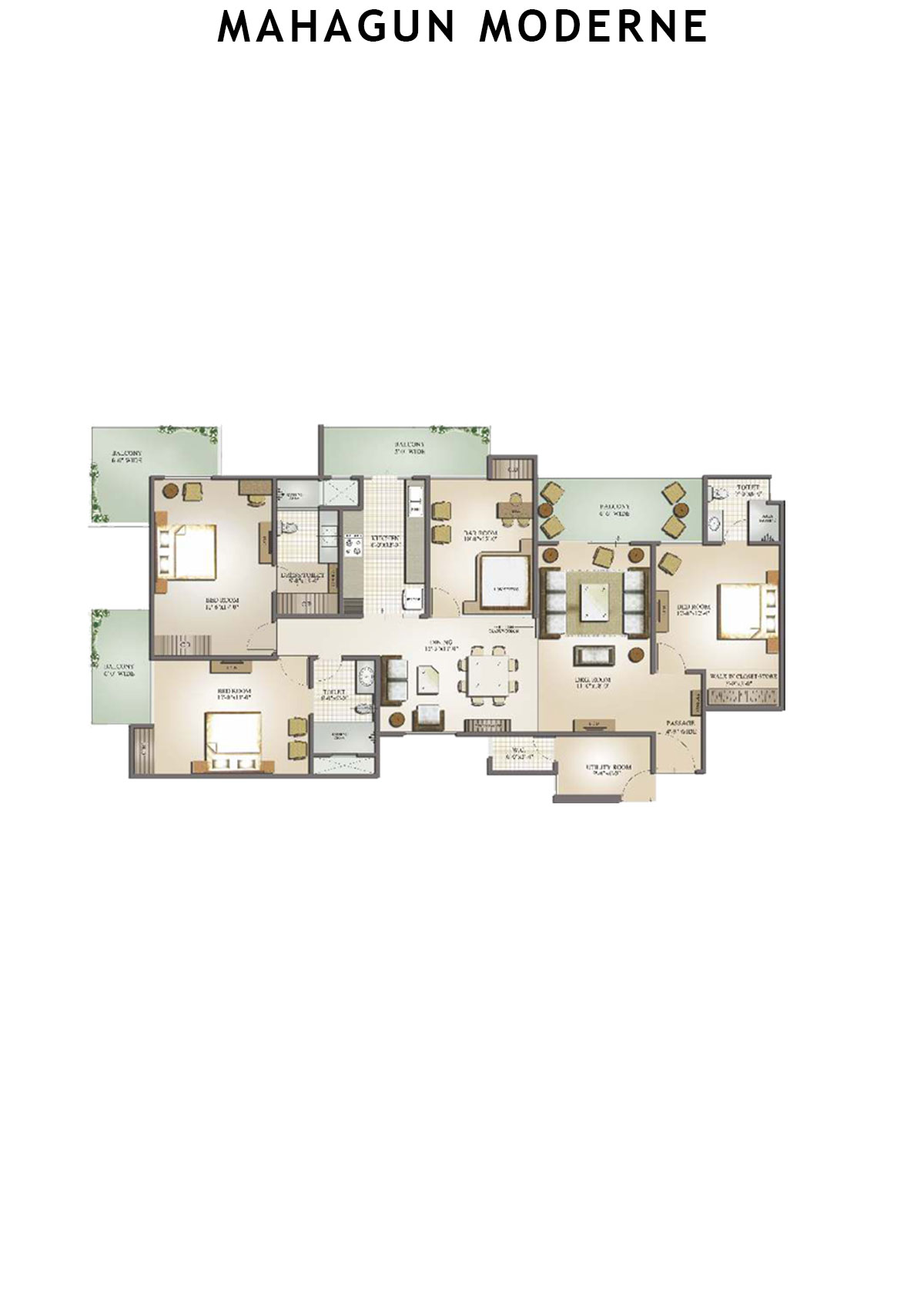 Mahagun Moderne Milano Unit 34 (Type SHIG-II) Floor Plan