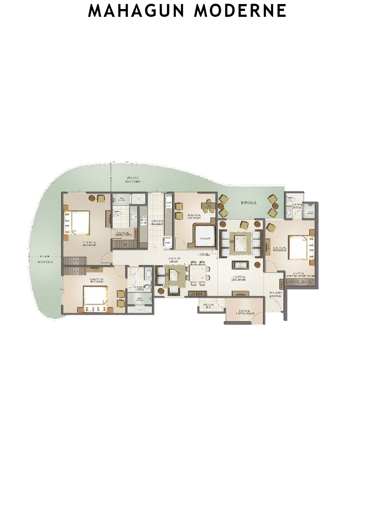 Mahagun Moderne Milano Unit 34 (Type SHIG-V) Floor Plan