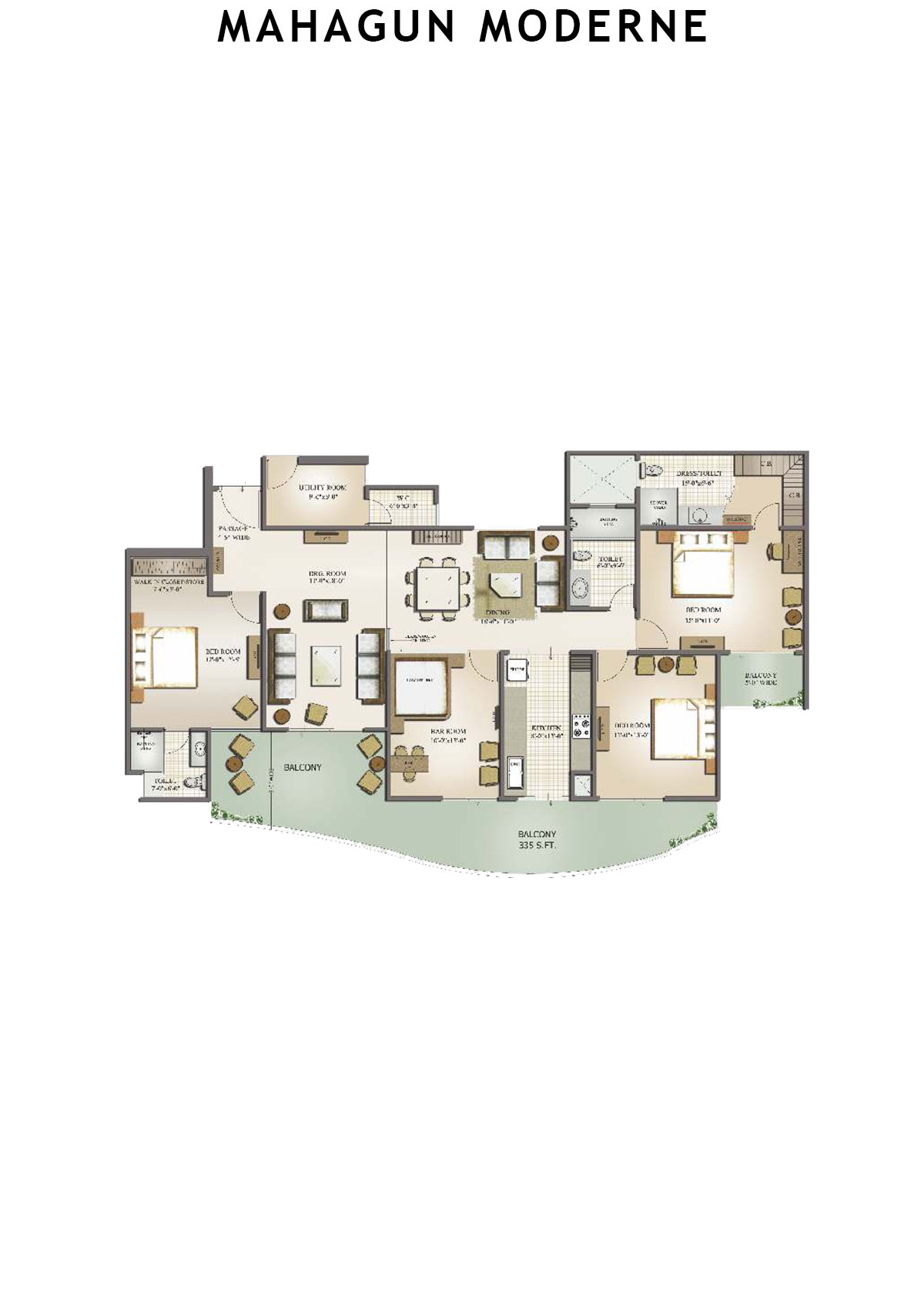 Mahagun Moderne Milano Unit 36 (Type SHIG-IV) Floor Plan