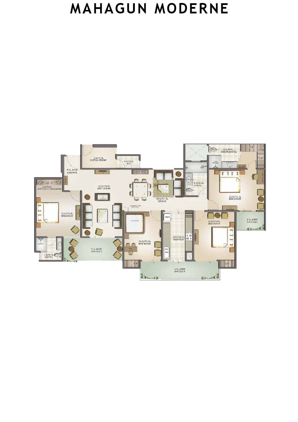 Mahagun Moderne Milano Unit 36 (Type SHIG-I) Floor Plan