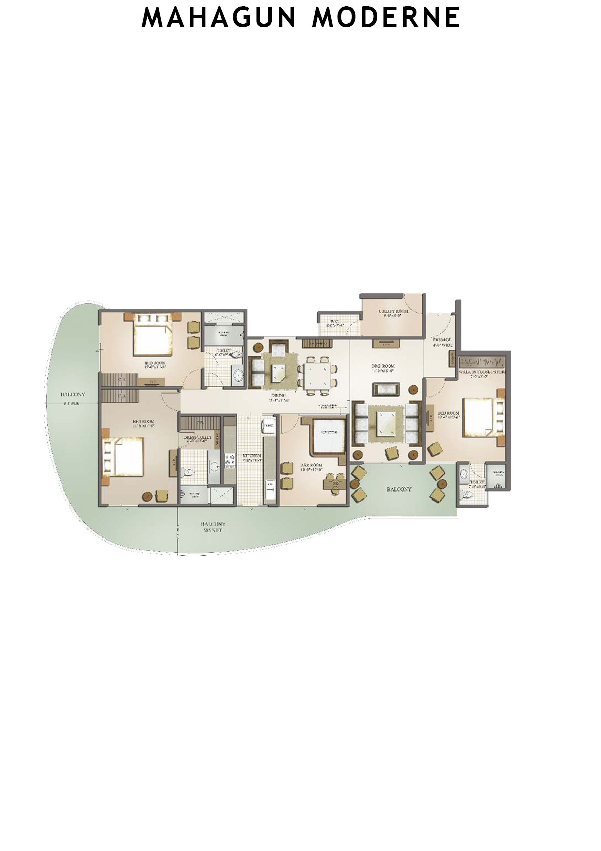 Mahagun Moderne Milano Unit 37 (Type SHIG-V) Floor Plan
