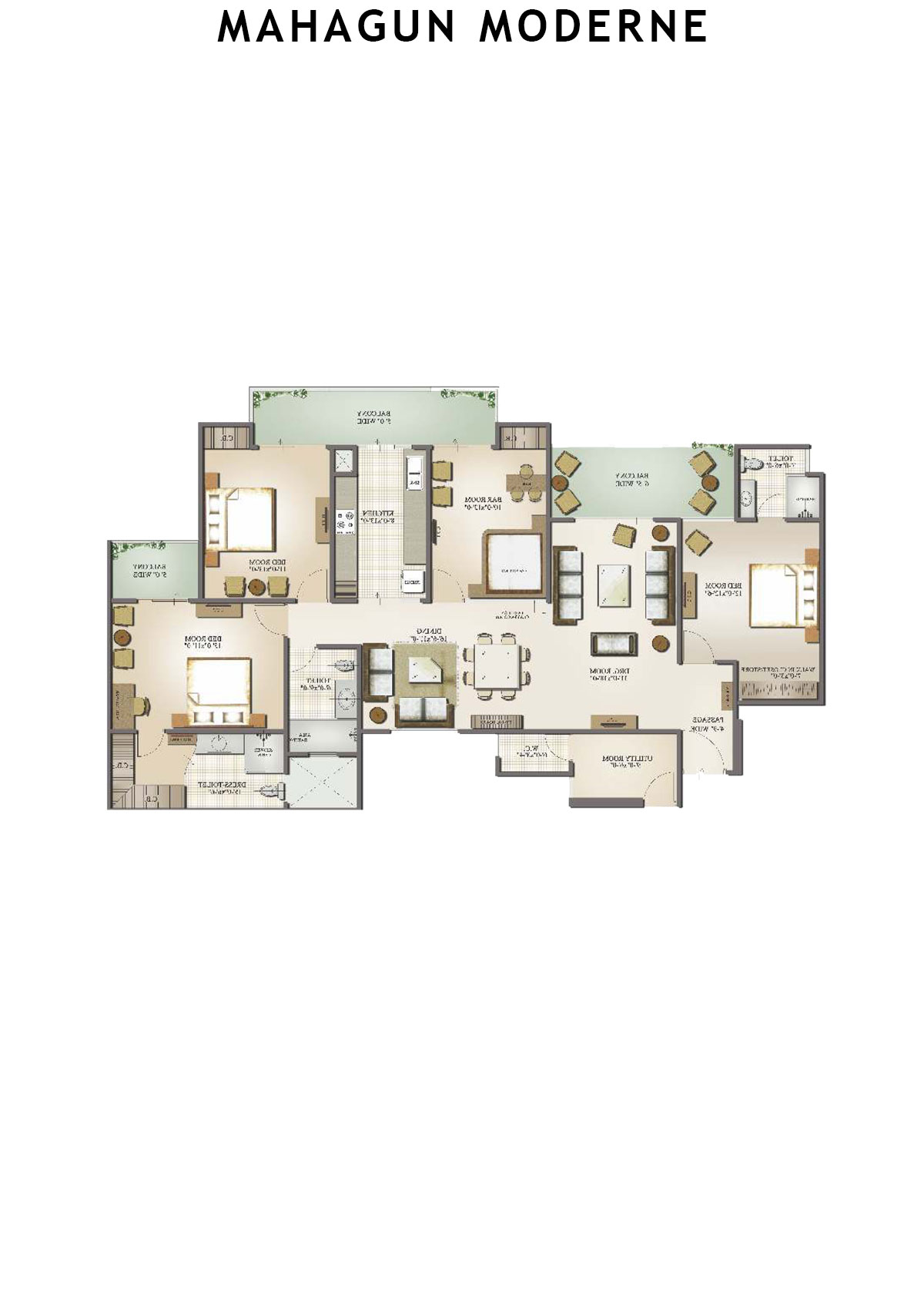 Mahagun Moderne Osimo Unit 38 (Type SHIG-I) Floor Plan