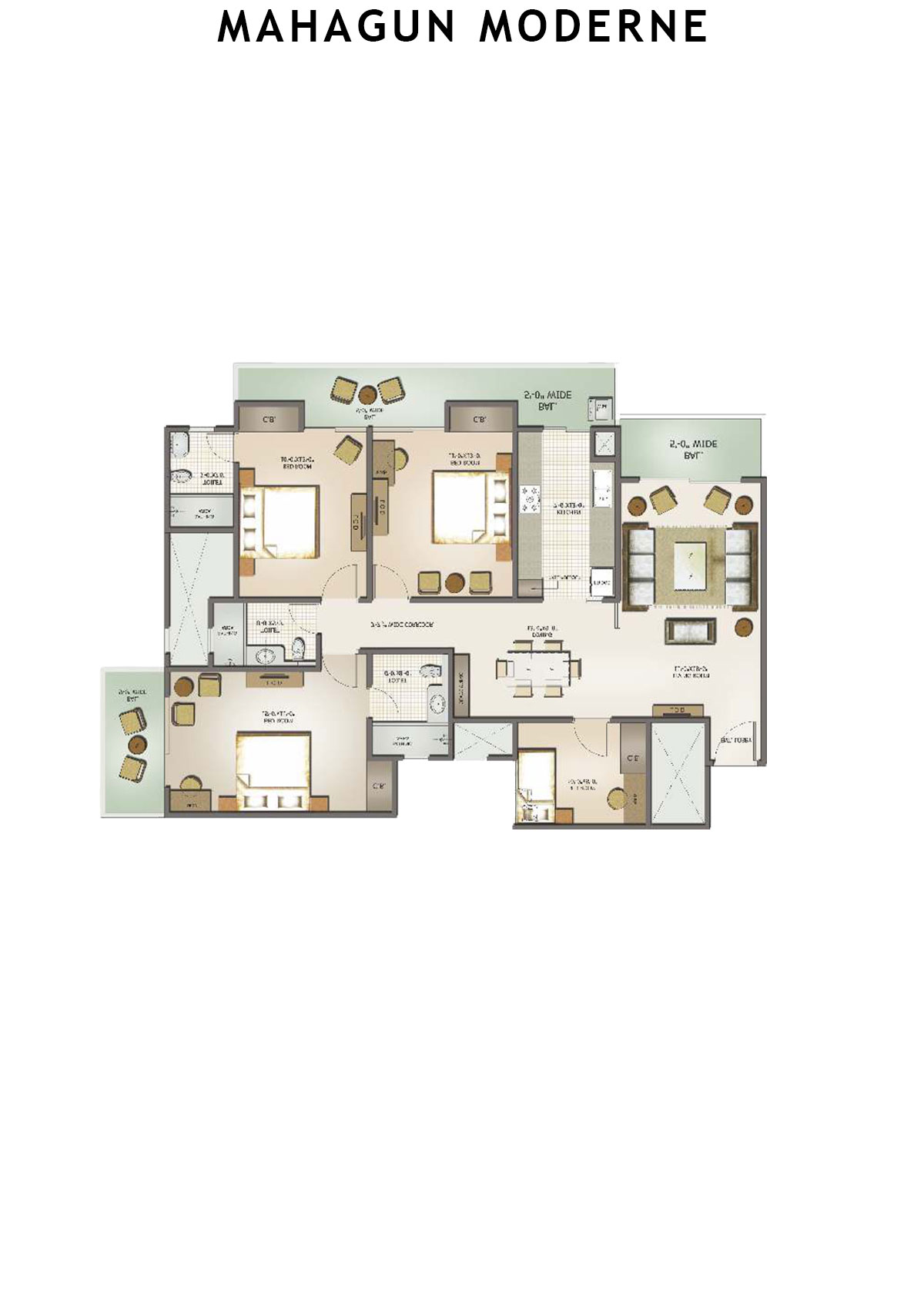 Mahagun Moderne Romano Unit 42 (Type SHIG-III A) Floor Plan