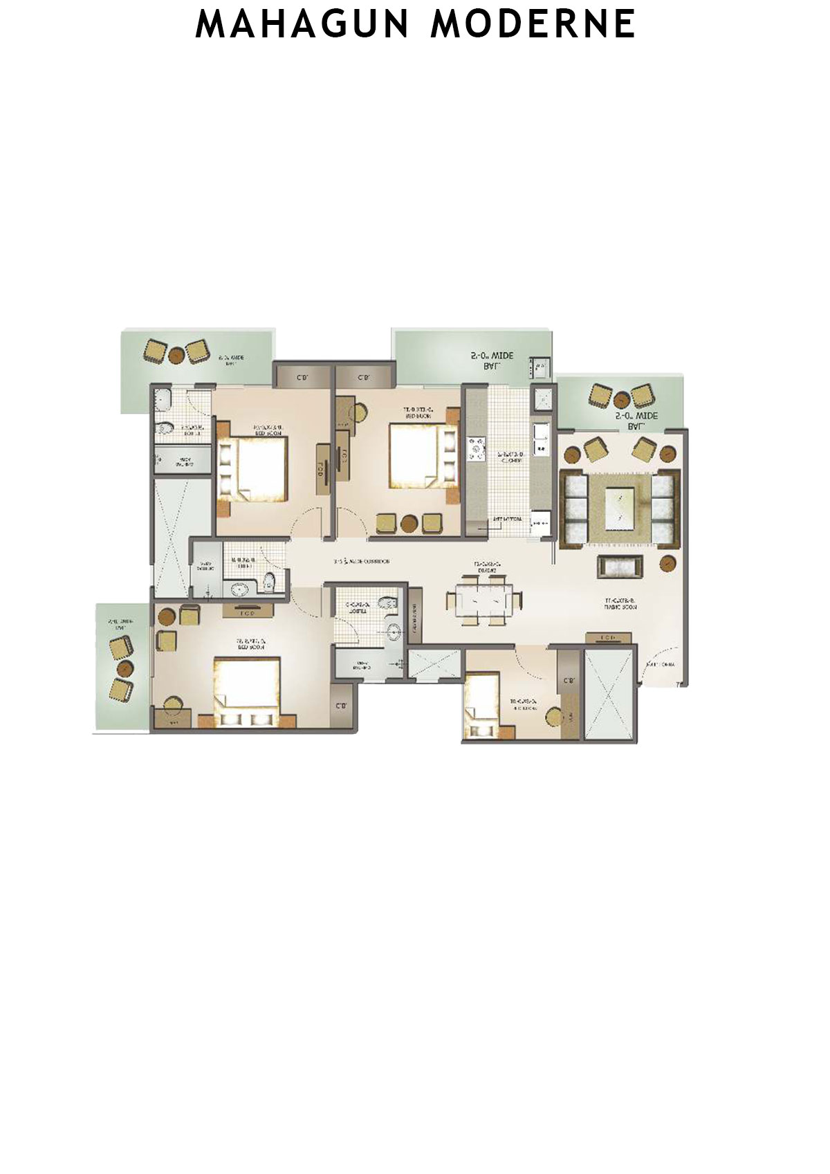 Mahagun Moderne Romano Unit 42 (Type SHIG-III B) Floor Plan