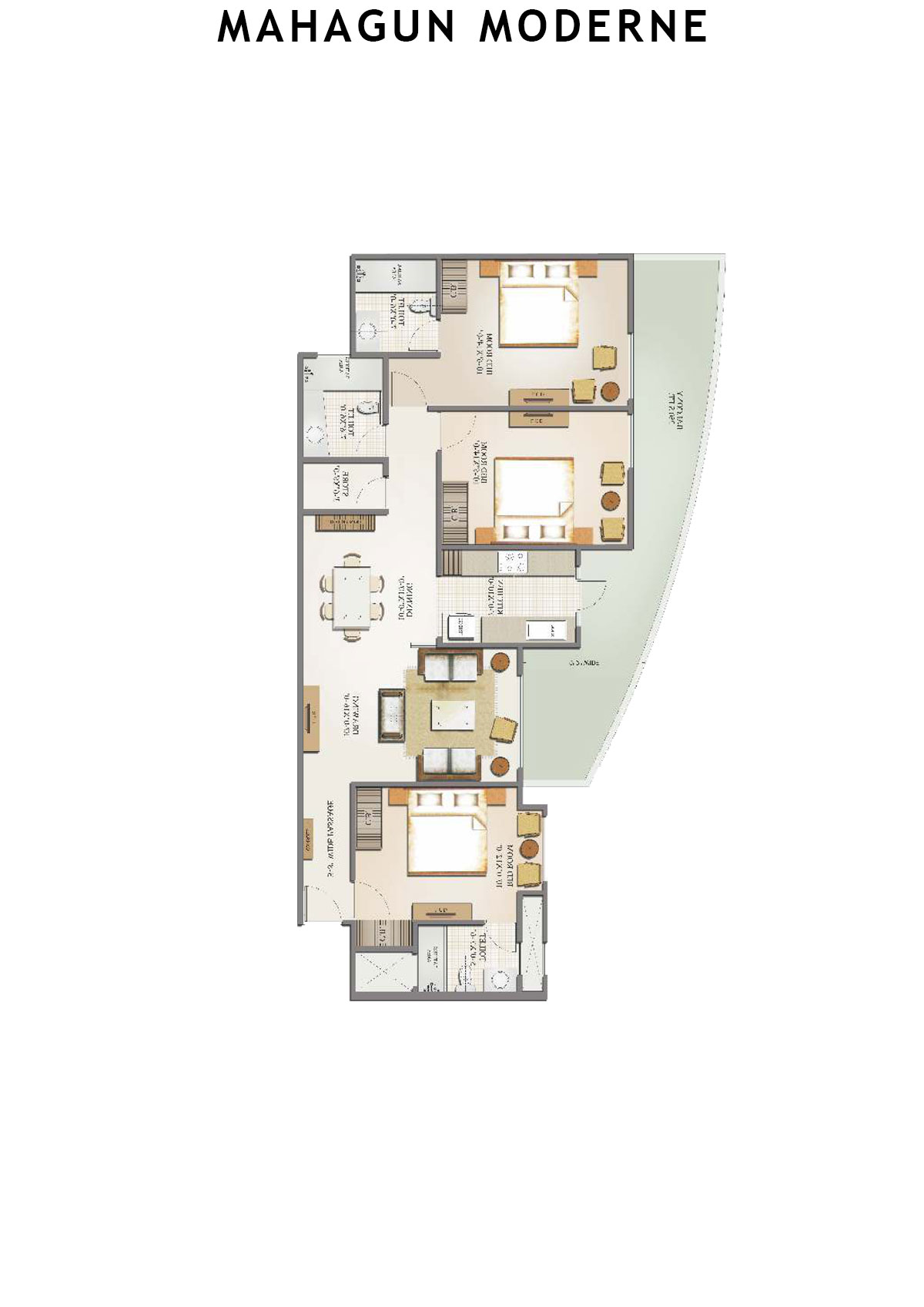 Mahagun Moderne Siena Unit 10 (Type HIG-VIII) Floor Plan